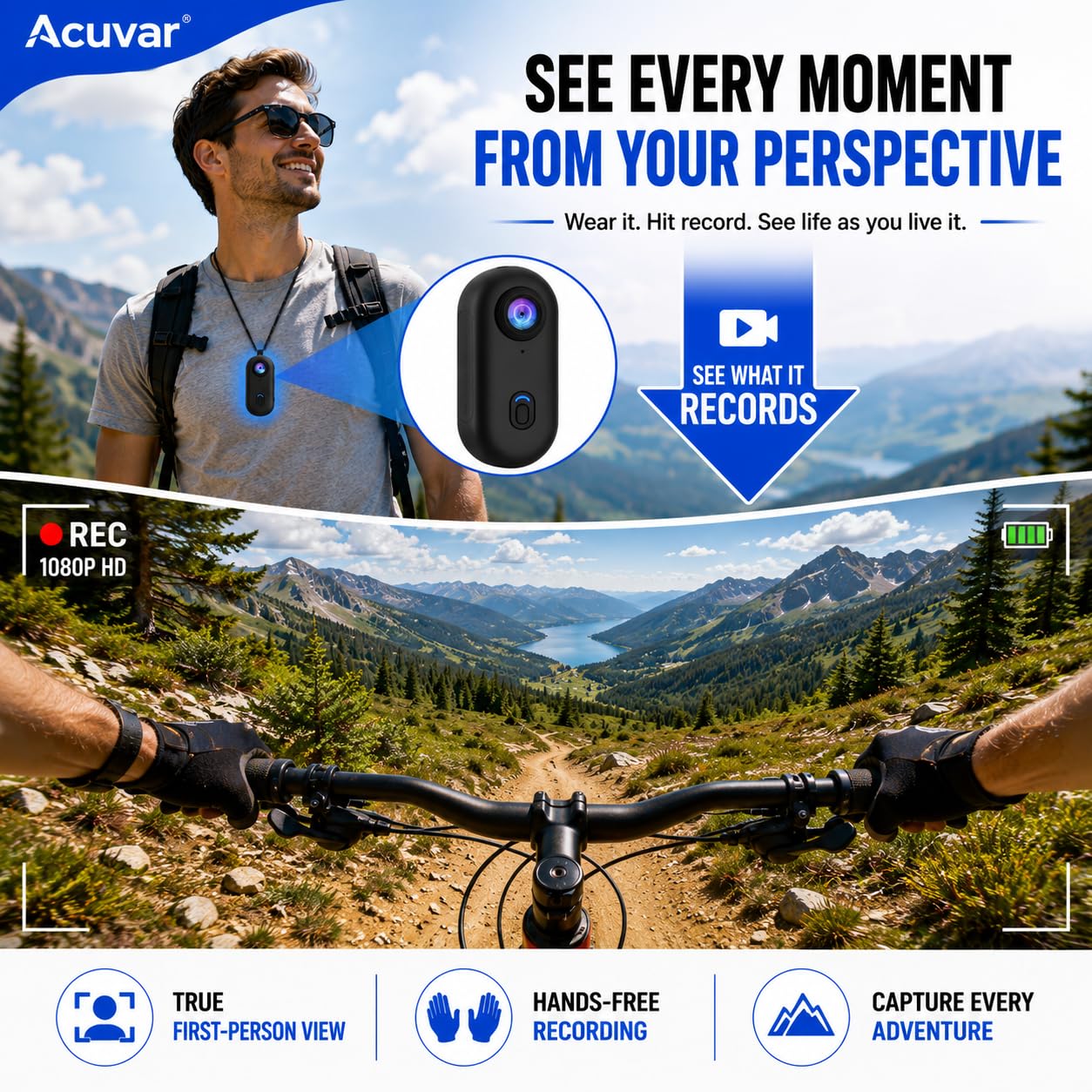 Mini videocamera da 64 GB FHD 1080P, action body cam indossabile, videocamera portatile di alta qualità con registrazione a mani libere, supporto per videocamera portatile di alta qualità ovunque per