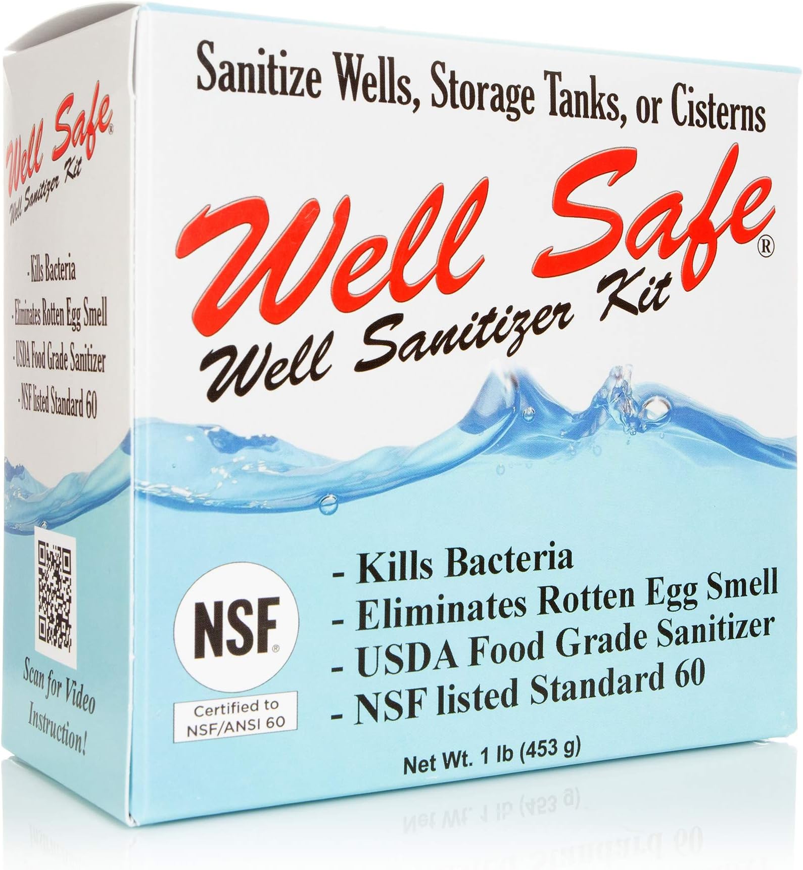 WELL SAFE Well Sanitizer Kit - Water Purification for Wells, Storage Tanks & Cisterns - Improves Well Water Smell and Taste - Easy to Use - USDA Food Grade Sanitizer and Well Water Treatment