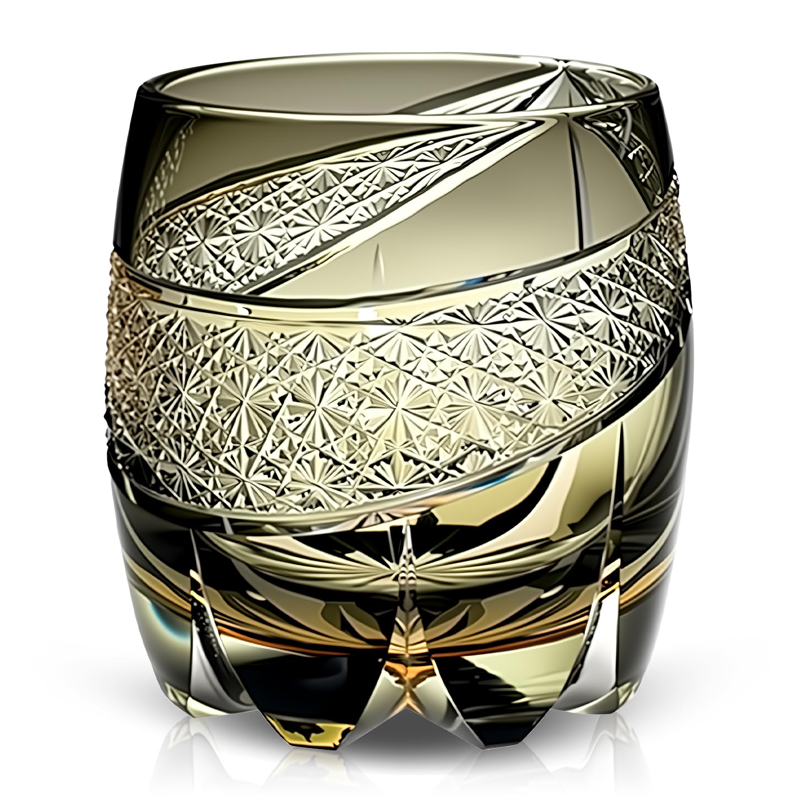 Verre à whisky style Edo Tokyo Kiriko – Verre à whisky en cristal taillé à la main 250 ml, design japonais élégant pour bourbon, scotch et cocktails – 1 pièce