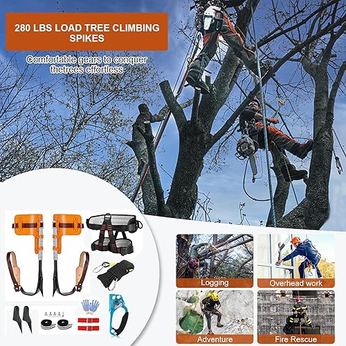 Miniatura 2 de JATCSG Juego de picos de escalada de árboles, equipo de escalada de árbol de piel de vaca mejorado con correa de escalada ajustable y ascensor