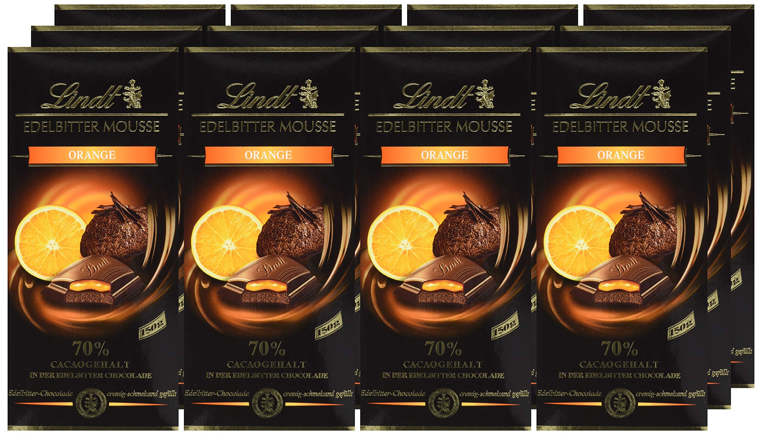 Lindt Mousse Orange, Edelbitter-Chocolade mit Orangen Füllung, 13er Pack (13 x 150 g)