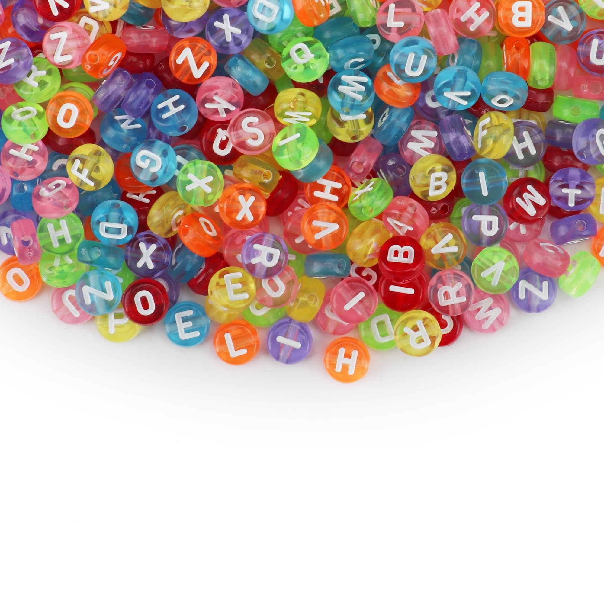 SUTOUG 1000 Pieces Colorful Letter Beads for Threading, 4 x 7mm Round Acrylic Alphabet Beads for Jewellery Making DIY Crafts, Bracelets, Necklaces and Jewellery Making