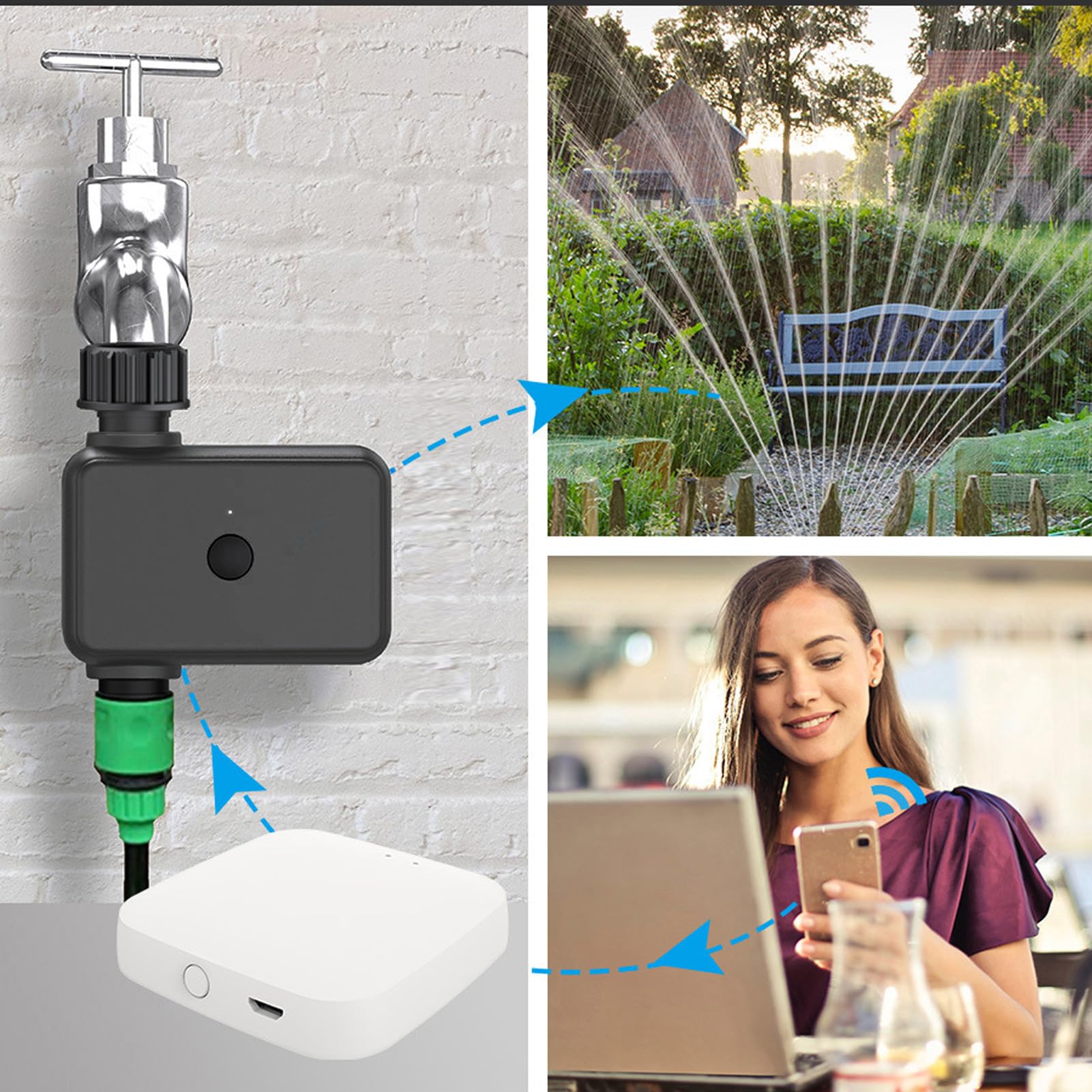 Temporizador de Agua controlado por aplicación automática NH3/4 - Válvula de riego Inteligente para jardín, césped, Patio - Riego temporizado programable