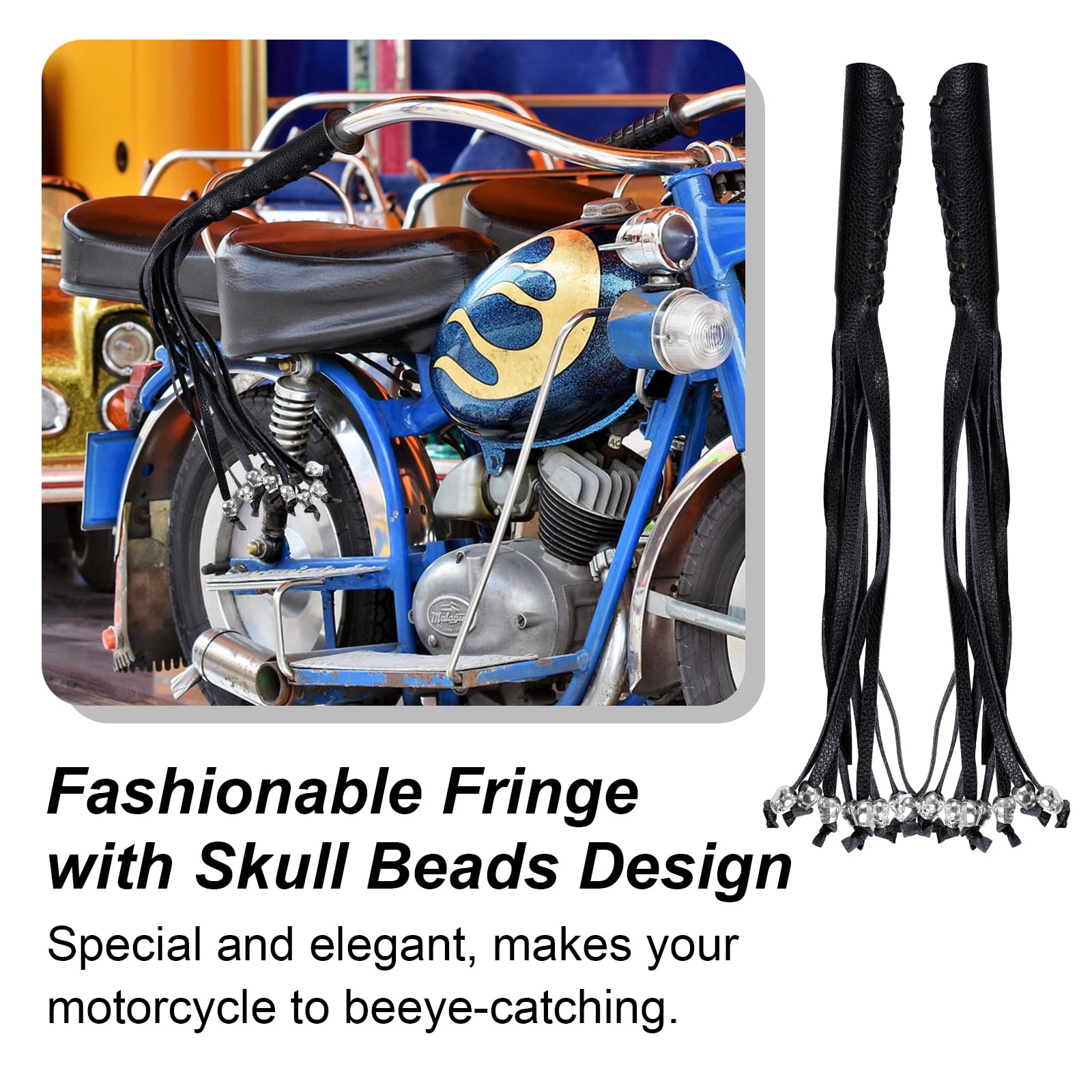 Motorcycle Tassels Set - Faux Leather Brake Clutch Lever Tassels For 22mm/25mm Handlebars