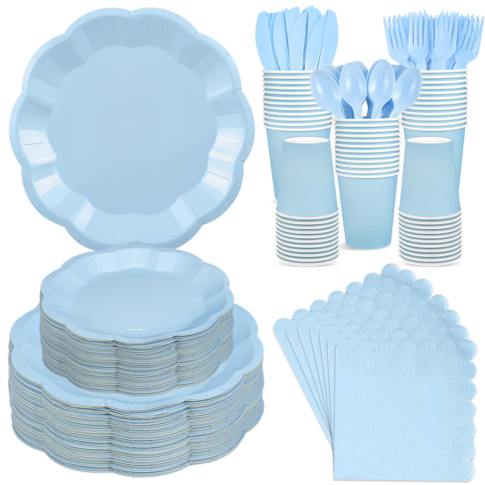 White Party Plates & Napkins - Serves 25 Guests -23