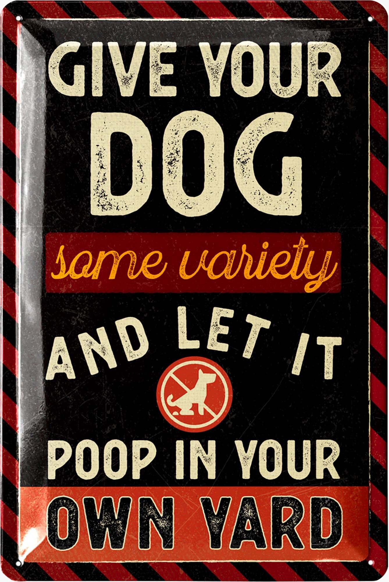 Lanolu Metallic Fun Dog Poop Yard Sign - Let Your Dog Poop In Your Own Yard - No Poop No Pee, Clean Up After Your Dog, Metal Dog Poop Signs For Yard, Retro Wall Decor, 12X8"