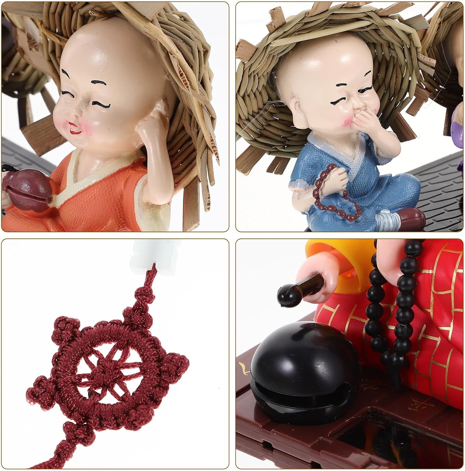 VICASKY Xmas Solar Shaking Monk Figurine Car Dashboard Decor Resin image 3