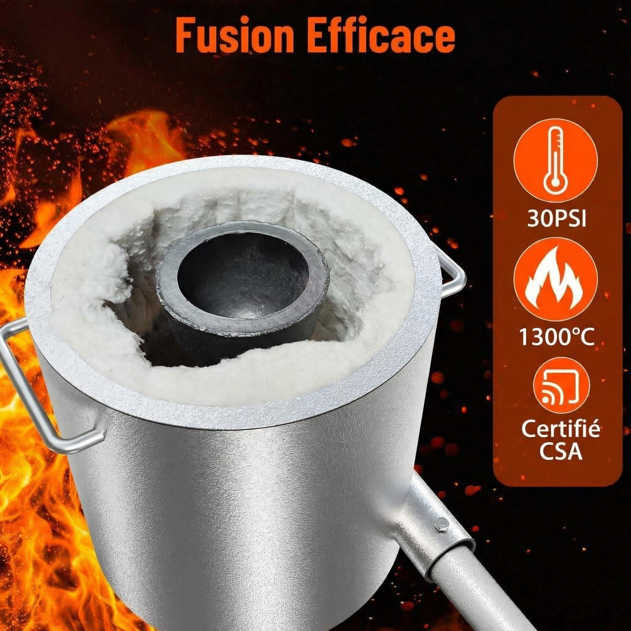GarveeTech Forge à Gaz Propane Four de Fusion 6 kg, Kit Complet avec Creusets & Pinces (1482°C max), Pour Recyclage et Coulée d'Or, Cuivre, Argent, Aluminium