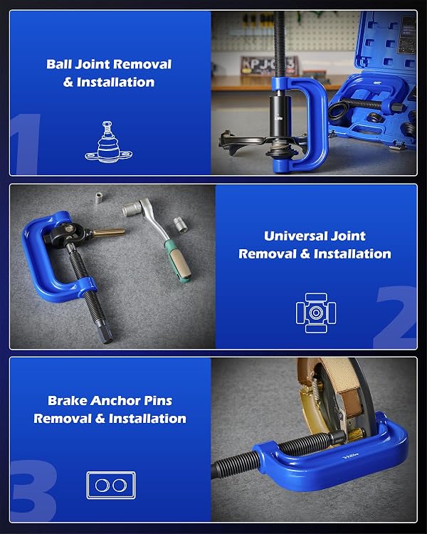 Orion Motor Tech 34pc Ball Joint & Wheel Bearing Press Kit, Front Wheel Drive Bearing Puller Tool Set with Sliding Screws Sleeves, 4-in-1 Ball Joint Press & U Joint Removal Tool Set for 2WD 4WD Car by Orion Motor Tech - Image 6
