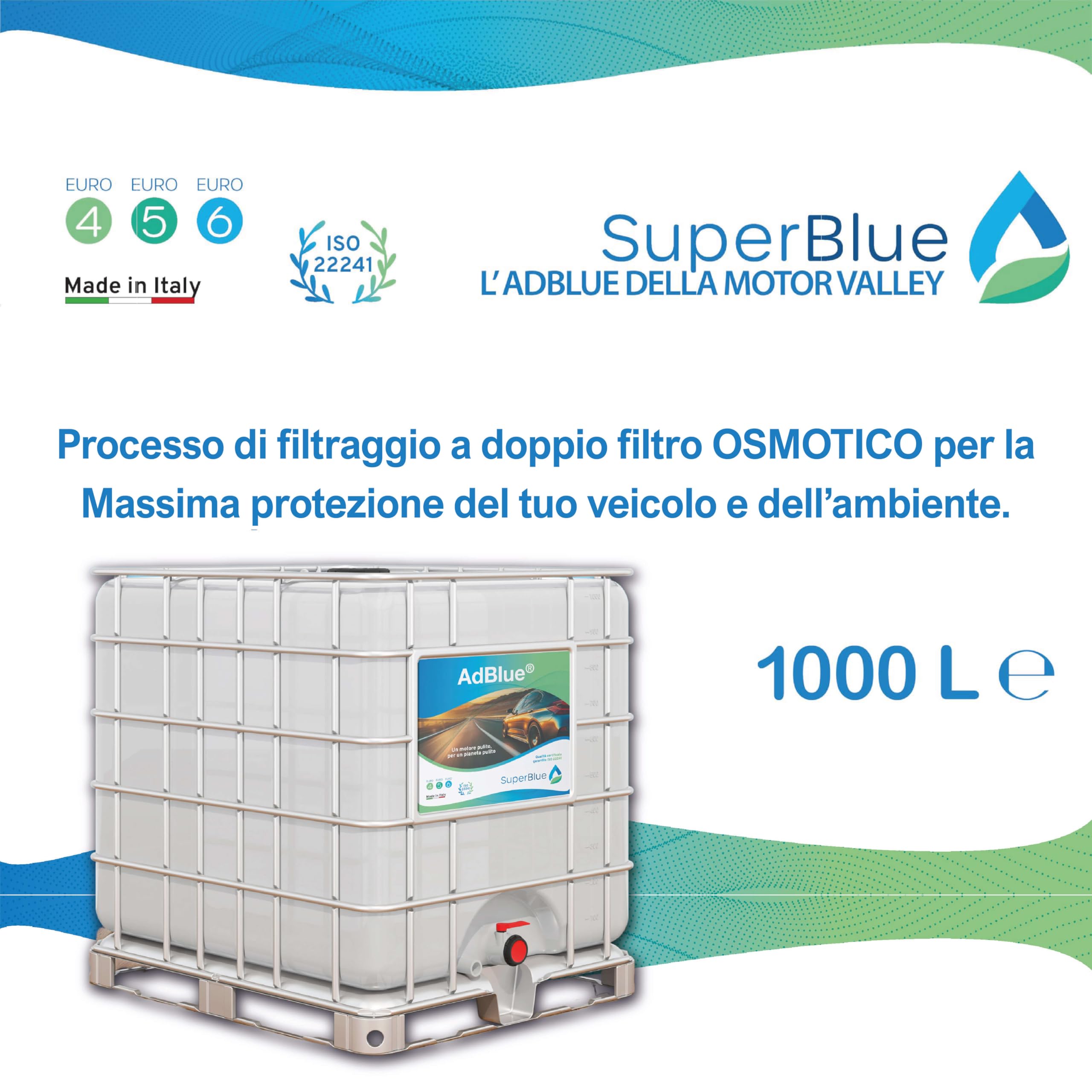 SuperBlue Adblue IBC 1000L Tank Made in Italy, ISO 22241 für LKW, Transporter und Dieselfahrzeuge SCR