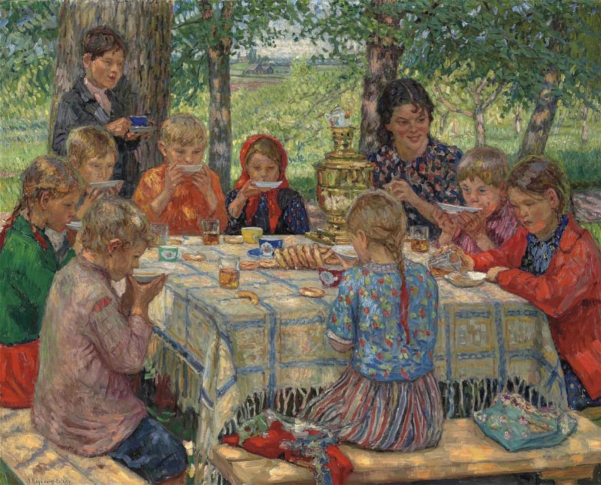 POSTERIIk Vintage Classic Picture Landscape Artwork Teacher's Day by Nikolay Petrovich Bogdanov-belsky Portrait Canvas Painting for Office Home Decor 60x90cm