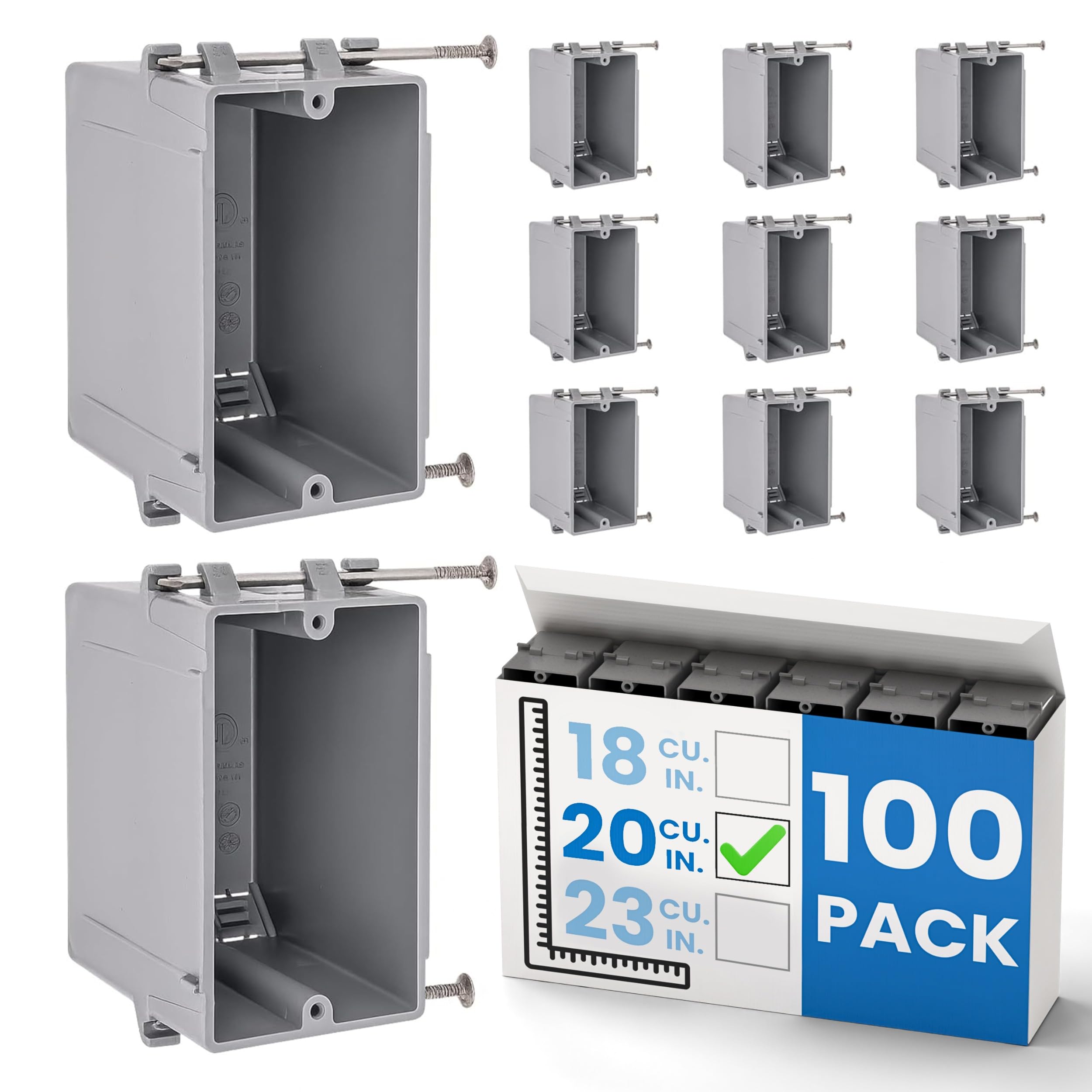 OHLECTRIC 1-Gang Outlet Box - 20 Pack -10