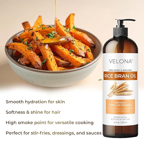 Miniatura 5 de velona Aceite de salvado de arroz de 16 onzas  Aceite portador 100% puro y natural  Refinado, prensado en frío  Cocina, cara, cabello, cuerpo y
