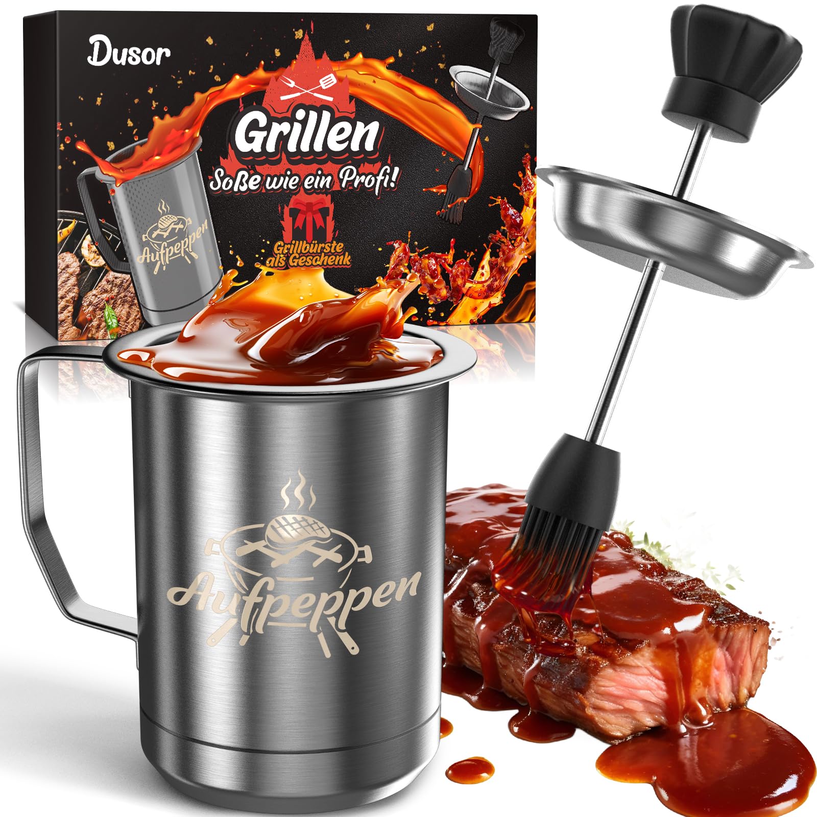 Dusor Regali per uomini, spazzola per barbecue, regali di compleanno per papà/lui/nonno, regali da uomo per calze di Natale per uomini/donne, regali per papà accessori per barbecue