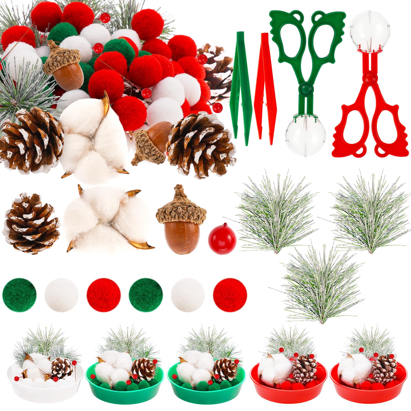161 Pcs Christmas Sensory Bin Filler Fine Motor Toys Counting Sorting Christmas Winter Sensory Bin Items Christmas Sensory Bin Toys Christmas Counts for Early Childhood Preschool Education Activities