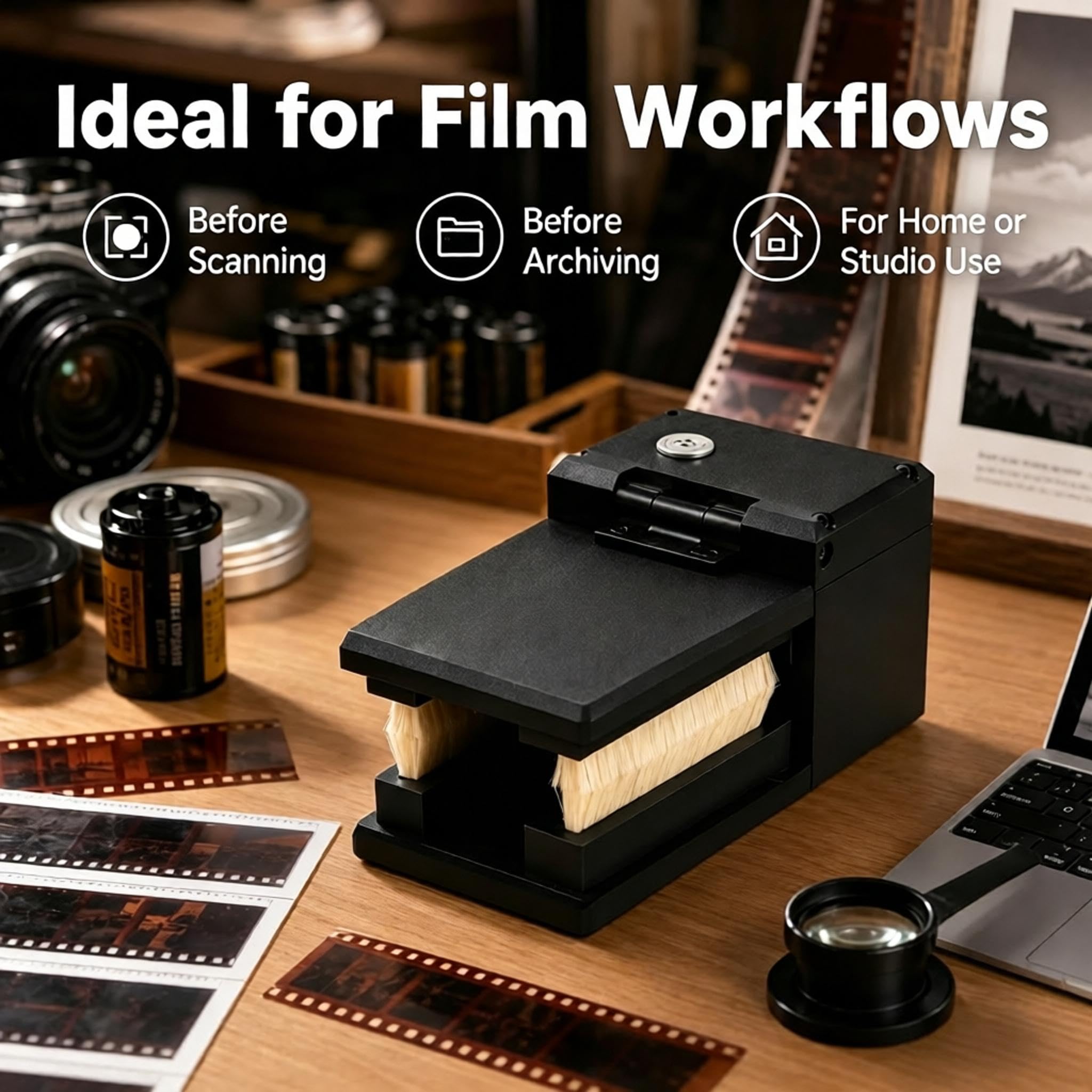 Elektryczny Antystatyczny Odkurzacz Do Filmów, Szczotka Do Czyszczenia Negatywów 135/120 Z Dwiema Wełnianymi Szczotkami, Plazmowy Eliminator Ładunków Elektrostatycznych I Regulowany Nacisk Do