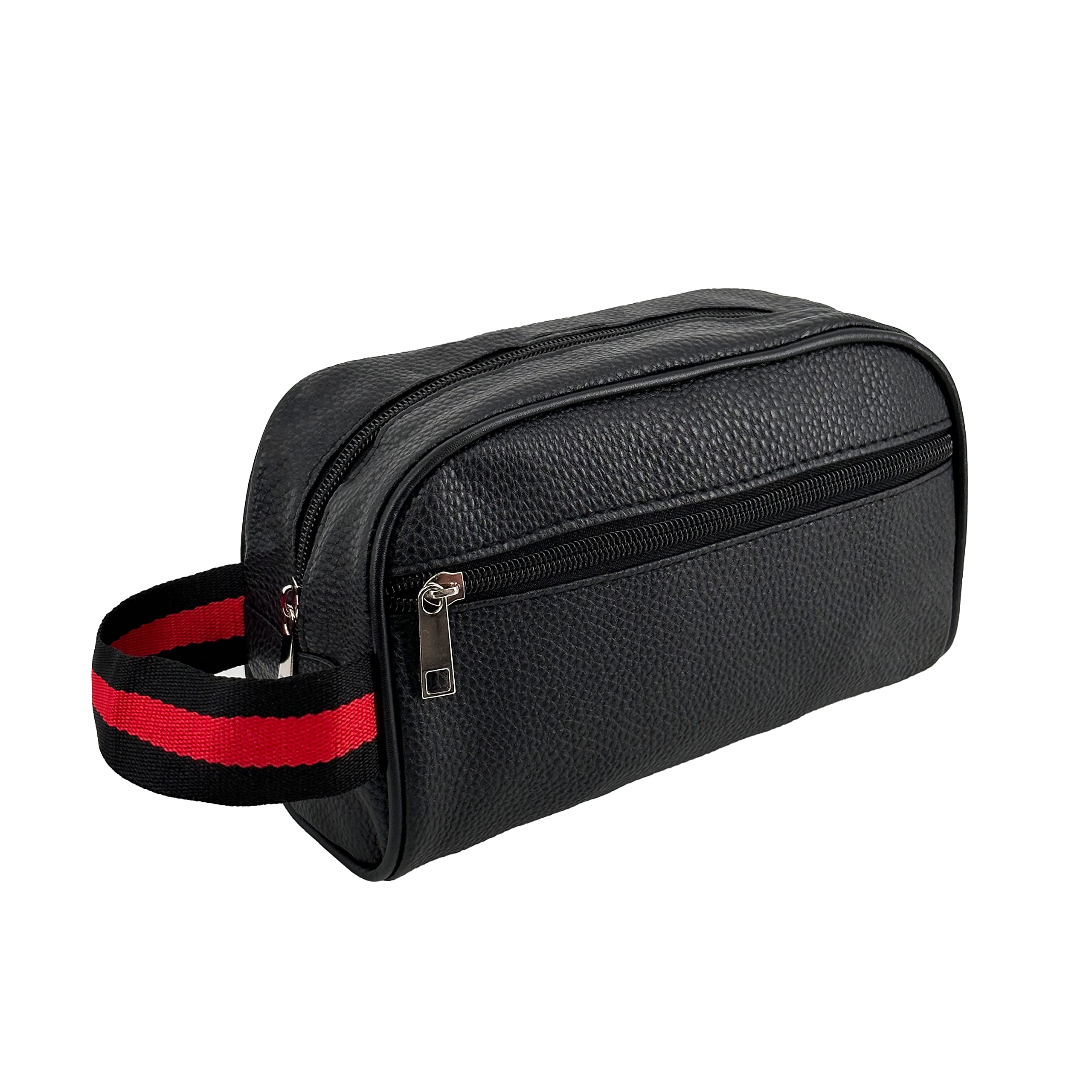 JOPHY & CO. Bolso de mano para hombre de ecopiel, neceser de viaje, bolso de hombre pequeño a mano con correa de piel sintética. Art.2769, Negro