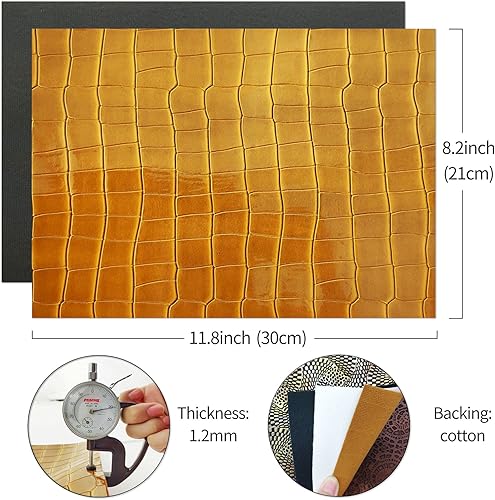 Miniatura 4 de 7 hojas de piel sintética en relieve de colores aleatorios para hacer aretes, monederos, tamaño A4, estilos mixtos, patrón texturizado, tela