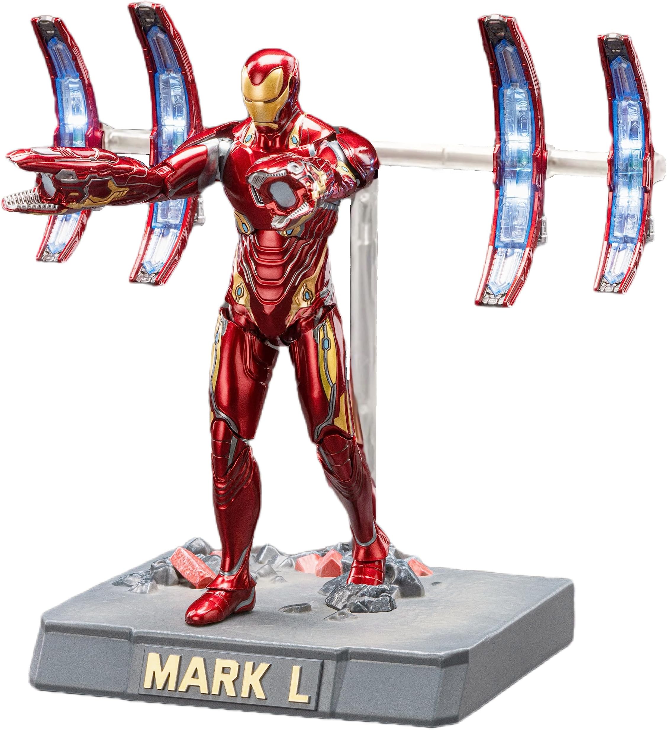 Ironman MK50 Action Figure-7Inch 20 Joints Movable with Lots of Accessories-Light with Four Funnels Exquisite Painting Collectible Toy(Scene Suit)