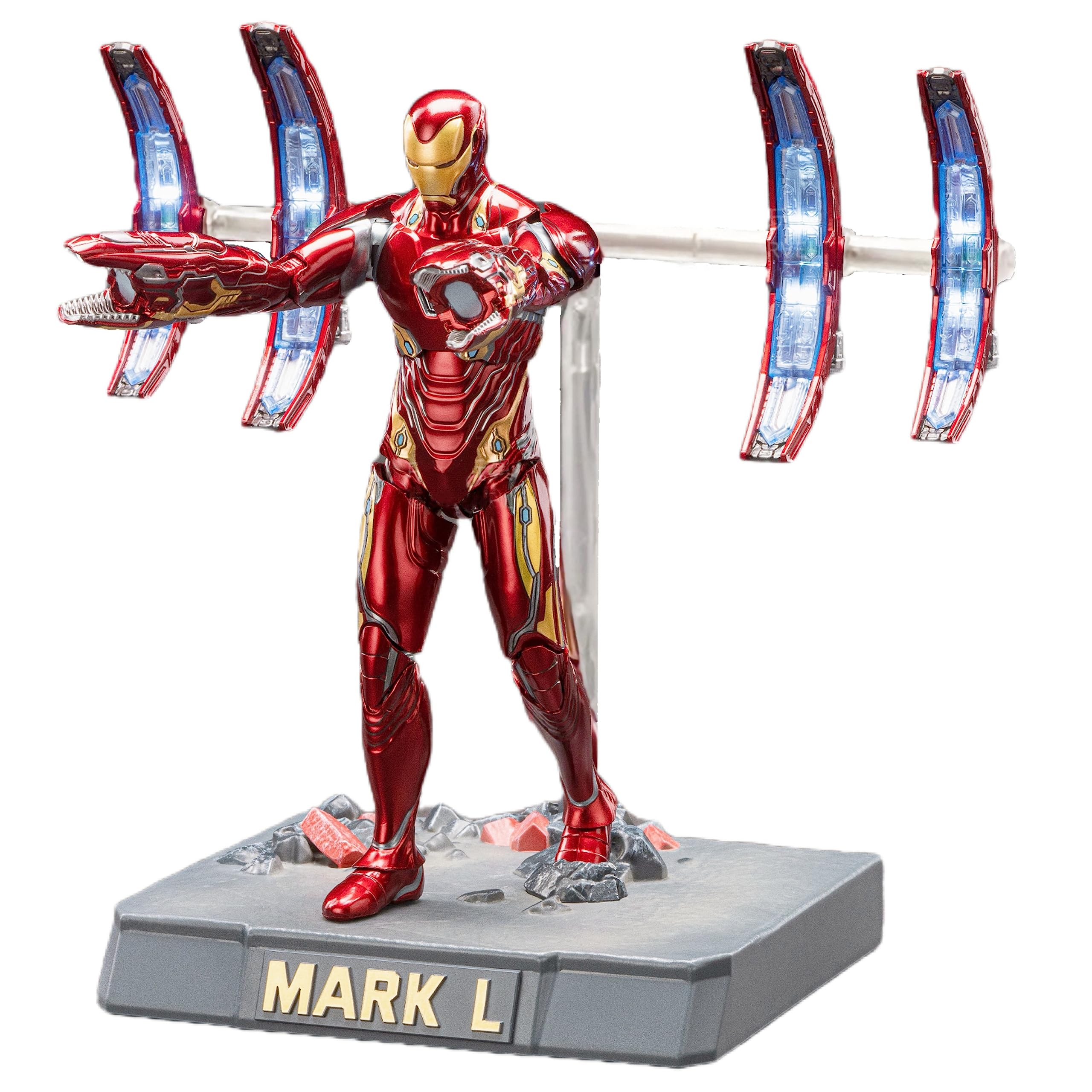 Ironman MK50 Action Figure-7Inch 20 Joints Movable with Lots of Accessories-Light with Four Funnels Exquisite Painting Collectible Toy(Scene Suit)