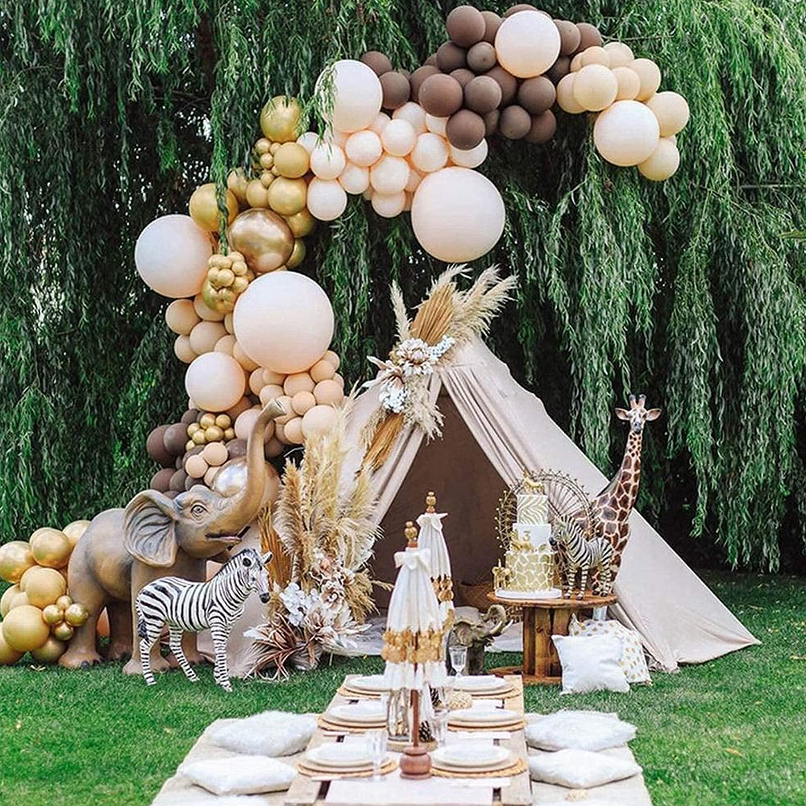 133PCS DIY Balloon Arch Kit Retro Olive Green Balloon Garland Kit, Retro Coffee Ballon with Complexion Ballon for Baby&Bridal Shower, Birthday Party, Wedding, Grad, Anniversary Party