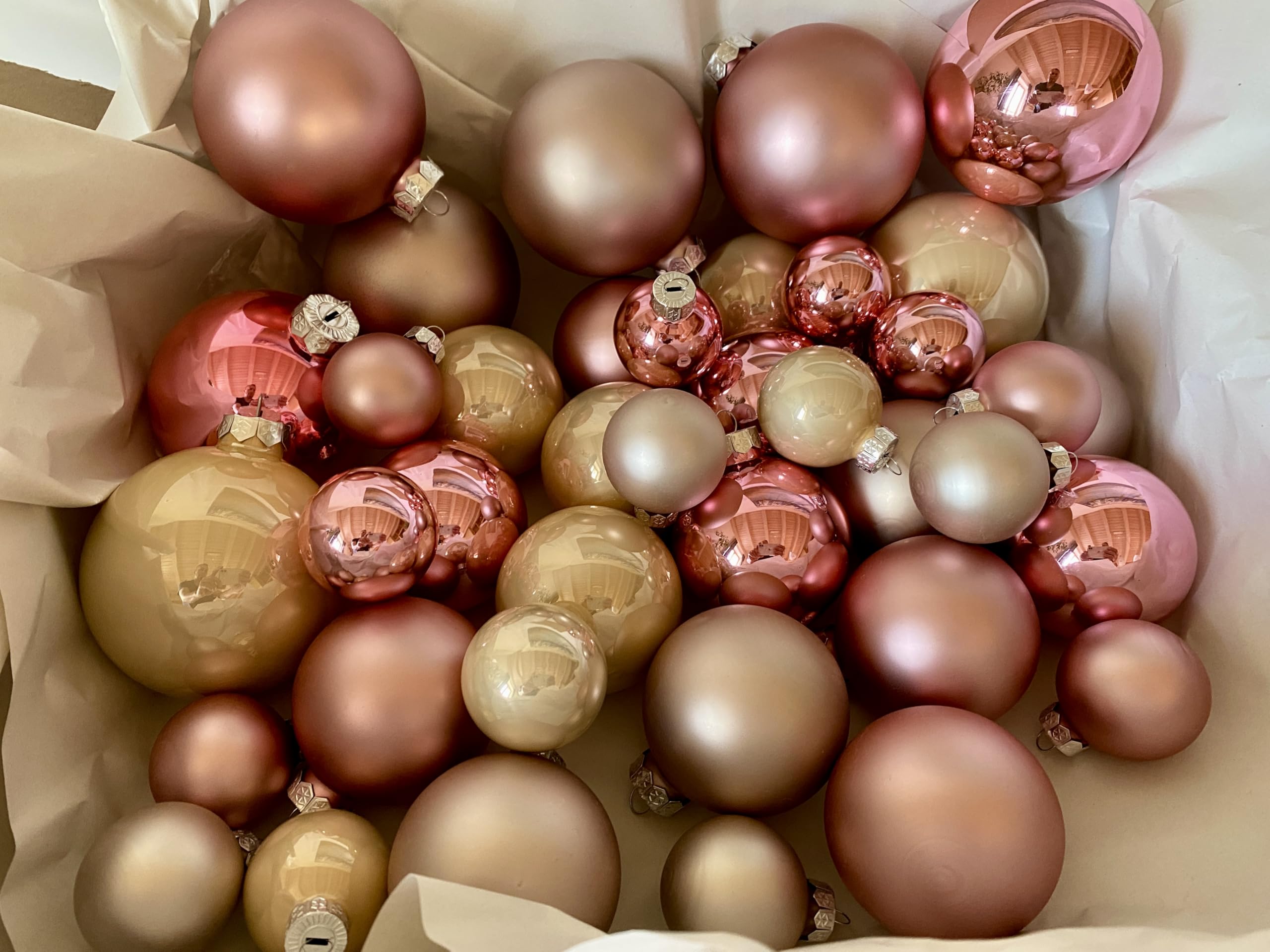 TGS Thüringer Glasdesign Christbaumkugeln aus Glas, 40-teiliges Set (Rose)