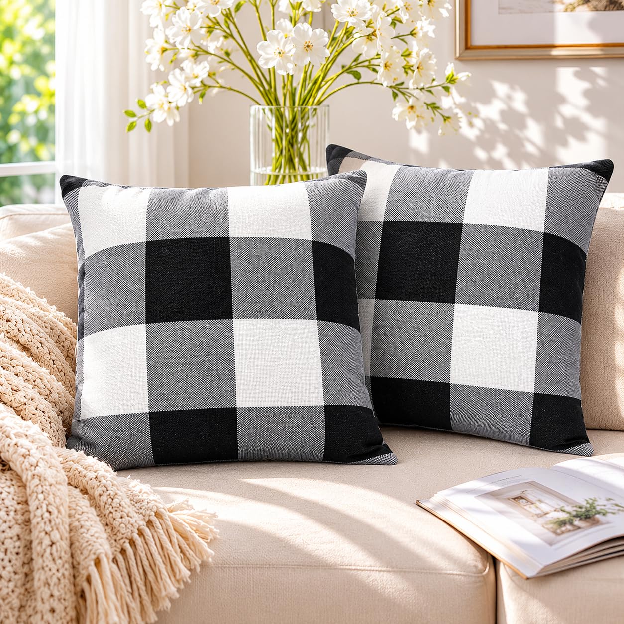 Amazon.com: Sukh Plaid Throw Pillow Cover - 2PCS Buffalo Plaid