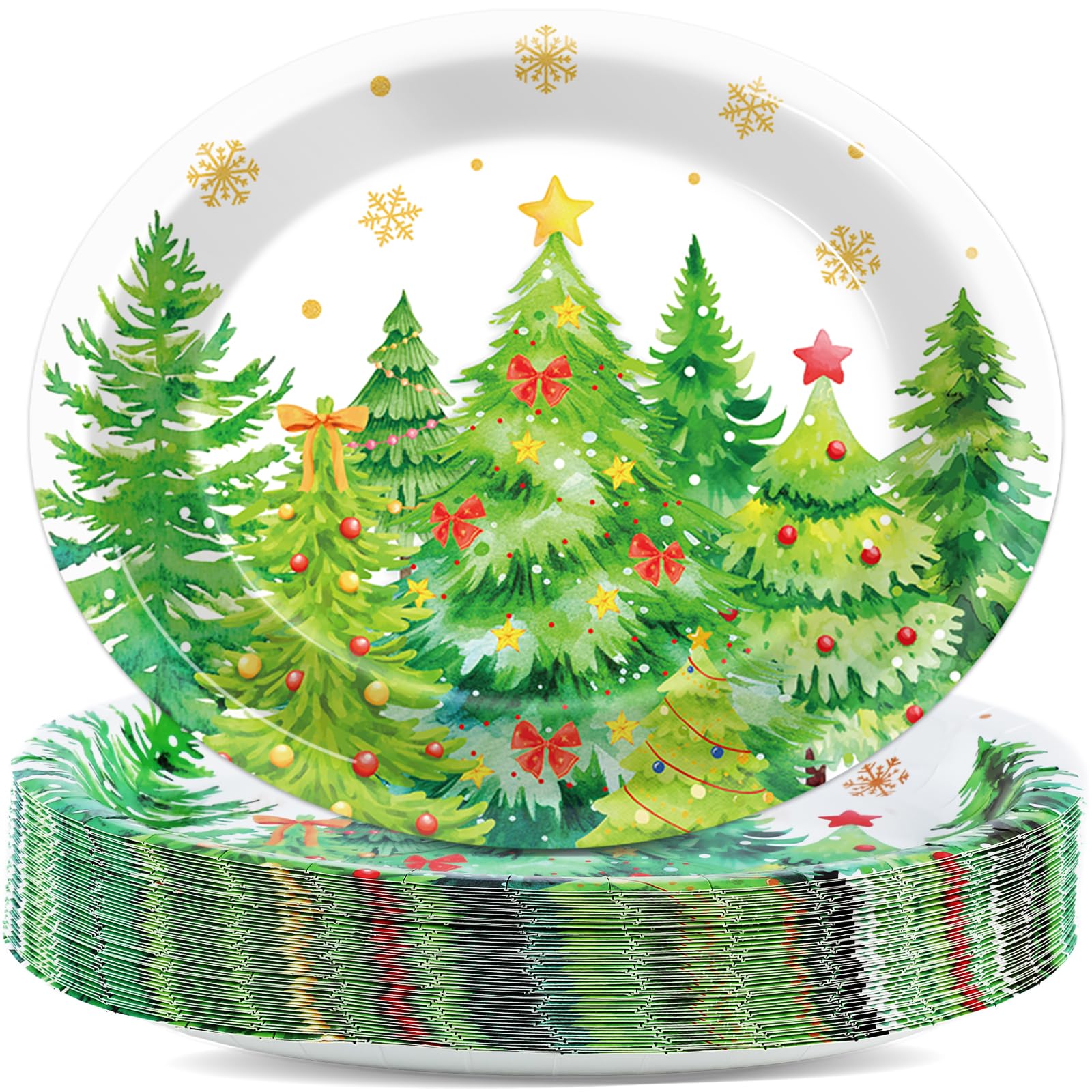 Assiettes ovales en carton sapin de Noël de 27,9 cm pour éviter la corvée de vaisselle