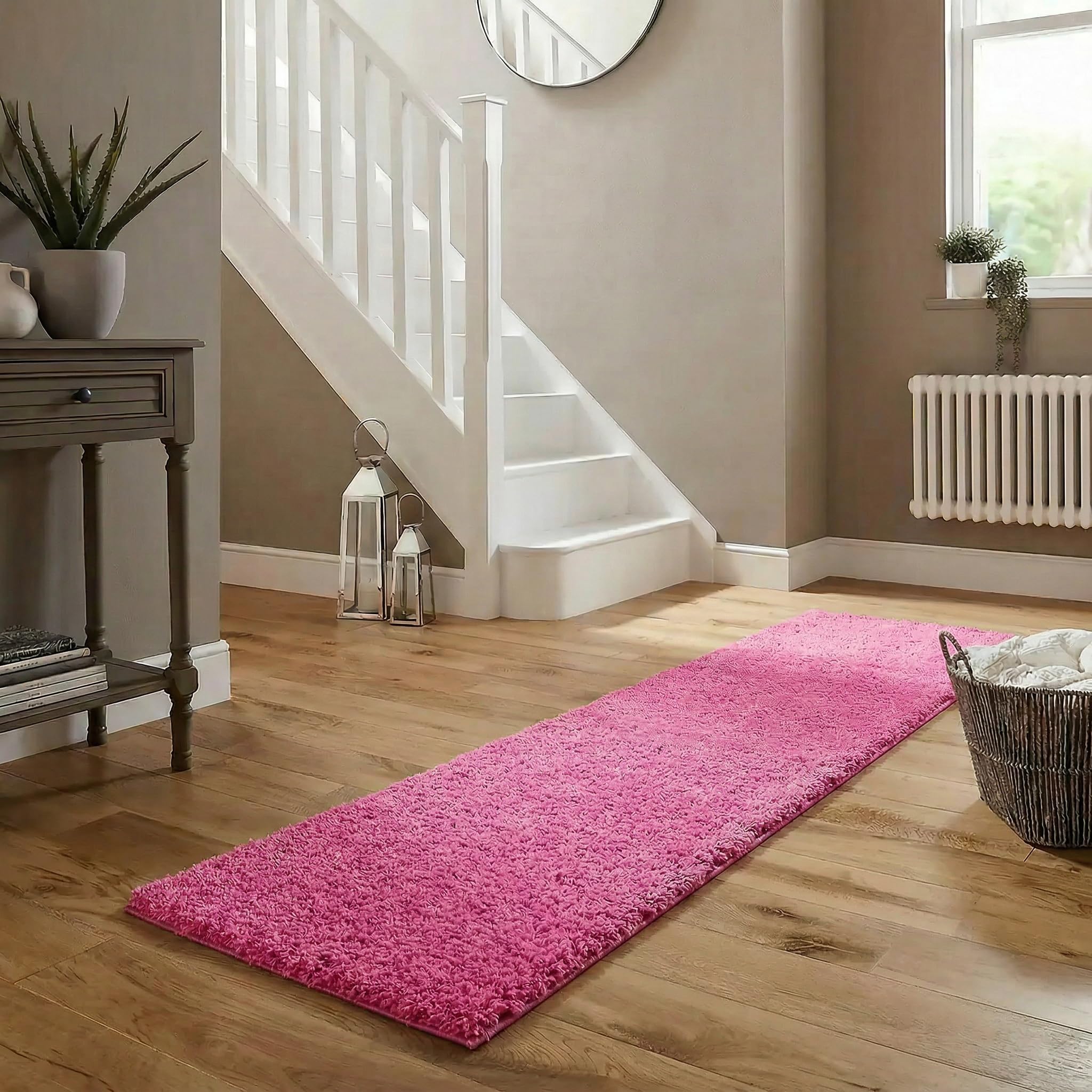 Abaseen Small Large Shaggy Rug Modern Rugs Living Room Extra Large Small Medium Rectangular Size Soft Touch Thick Pile Living Room Area Rugs Non Shedding (Pink, 60x220 cm) — image 1
