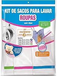 Kit 3 peças Saco para Lavar Roupa com zíper - Tam. P, M, G | Premium Home (Ref.: 429)