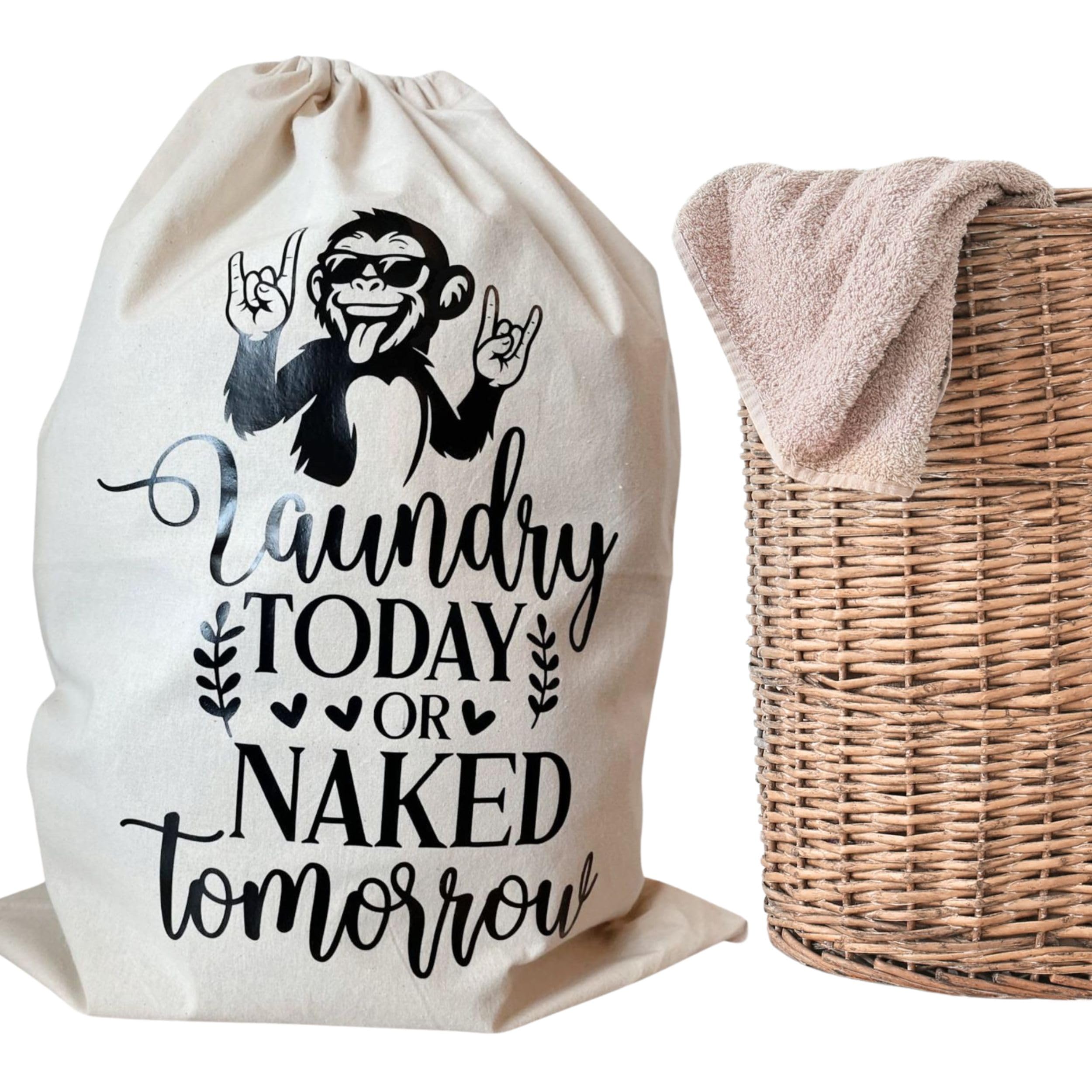 Cotton Laundry Bag With Drawstring - Holiday Essentials, Bathroom Accessory, Drawstring Bags for Travel, Camping, University Essentials
