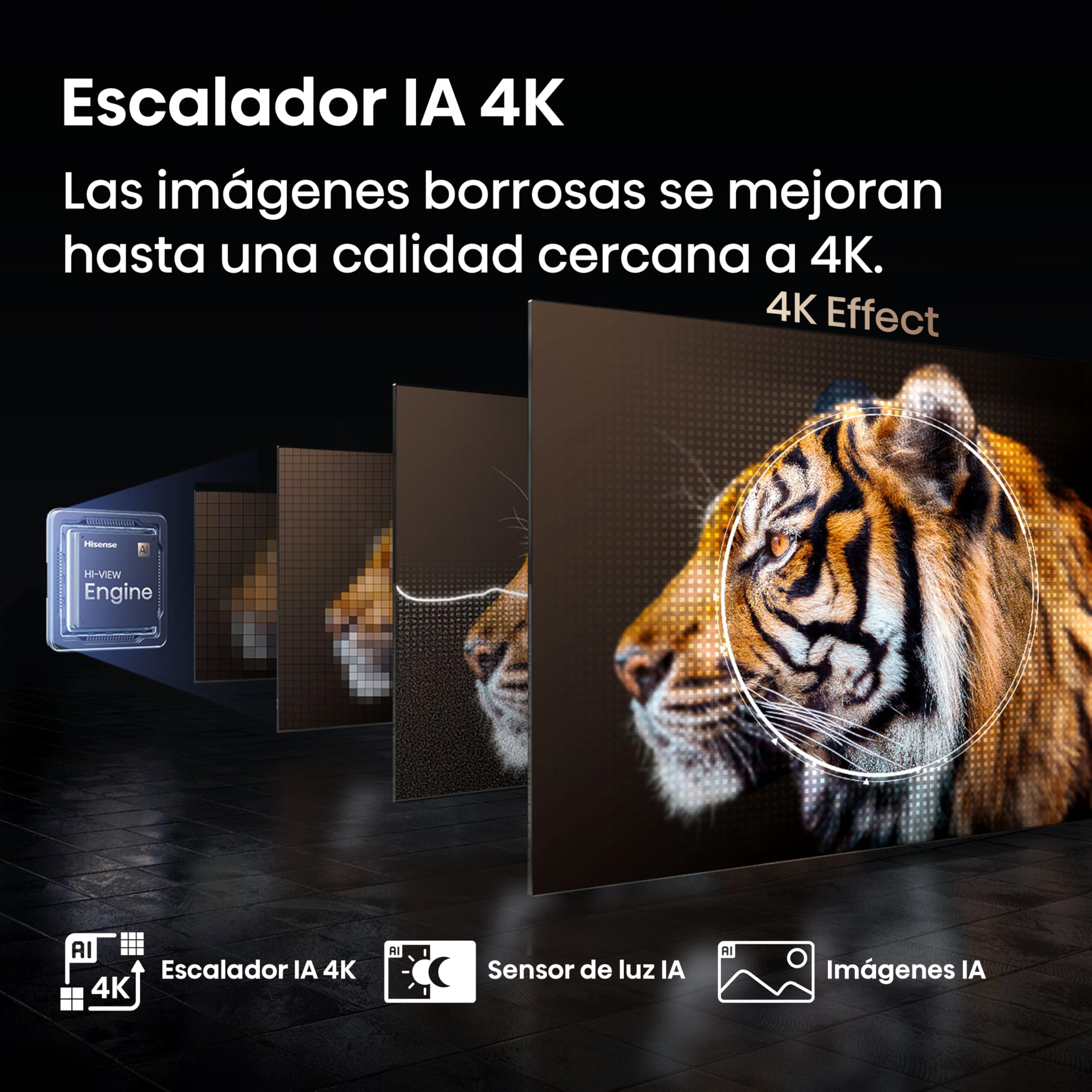 Hisense 65E7Q Pro - QLED Smart TV, Gaming TV, Modo Juego Pro 144Hz, AMD Freesync Premium Pro, Dolby Vision IQ + Dolby Atmos, Hi-Concerto, Procesador Hi-View Engine