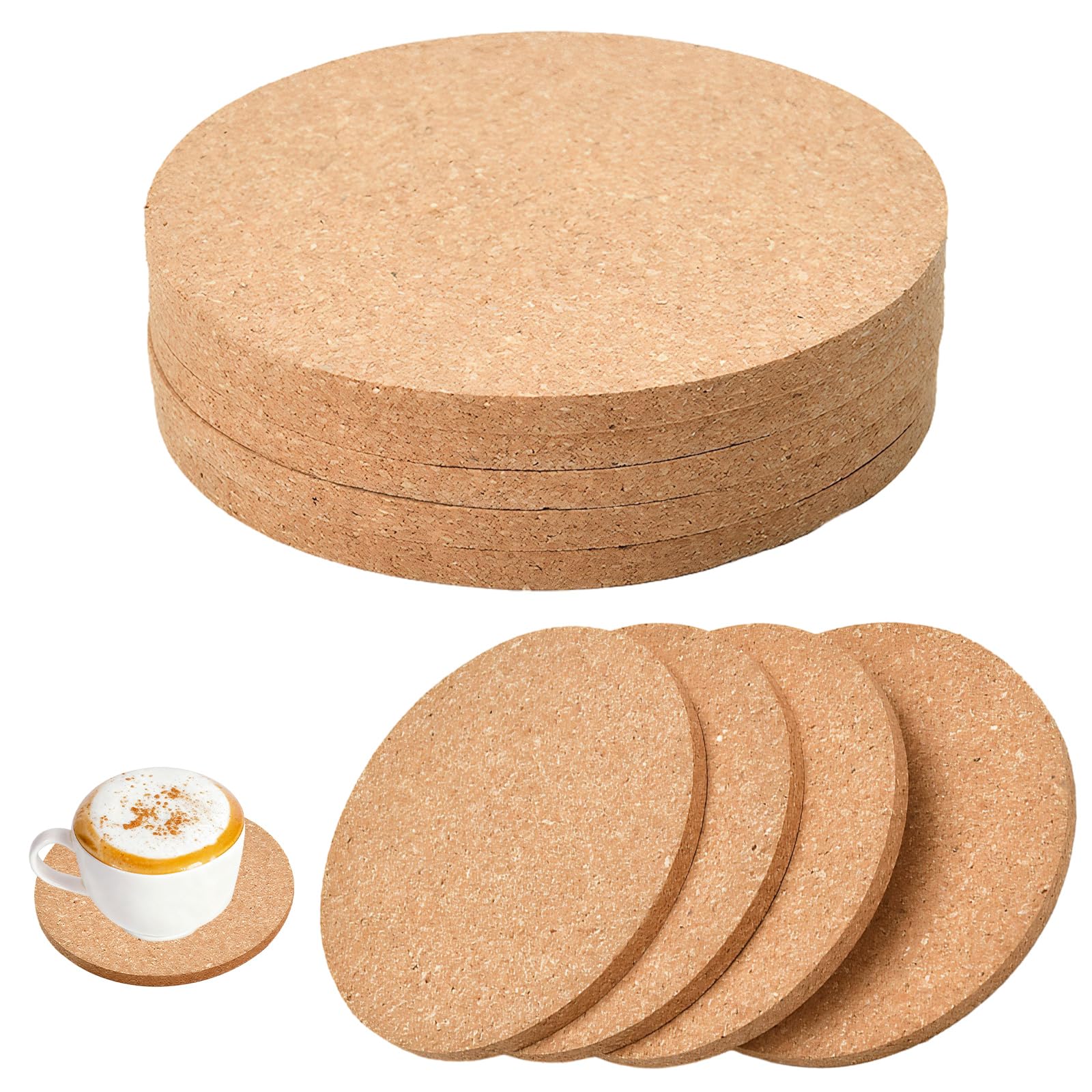 Meunhy Brown 24 Pcs Cork Coasters, Non-Slip Cork Placemats, Round Co-Rk Trivet, Multifunctional Coaster For Coffee, Tea, Kettles, Pots, Pans, And Plants
