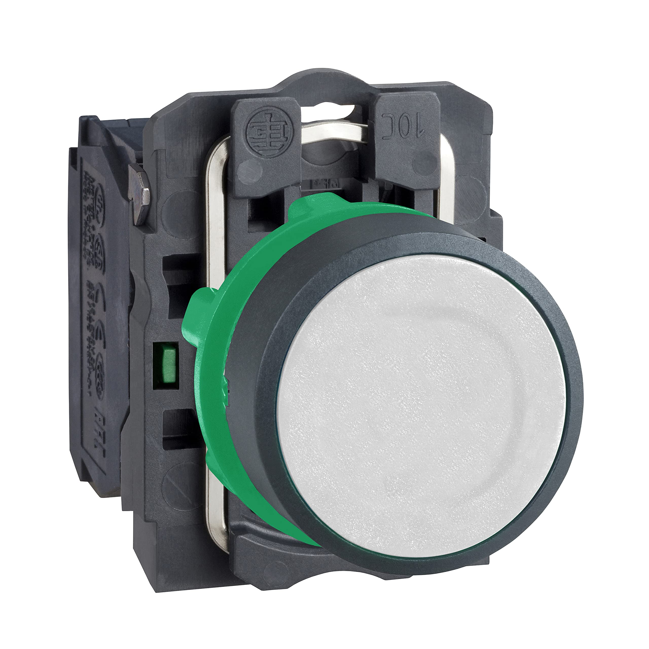 Schneider Electric Harmony XB5, Push button, plastic, flush, white, Ø22, spring return, unmarked, 1 NO