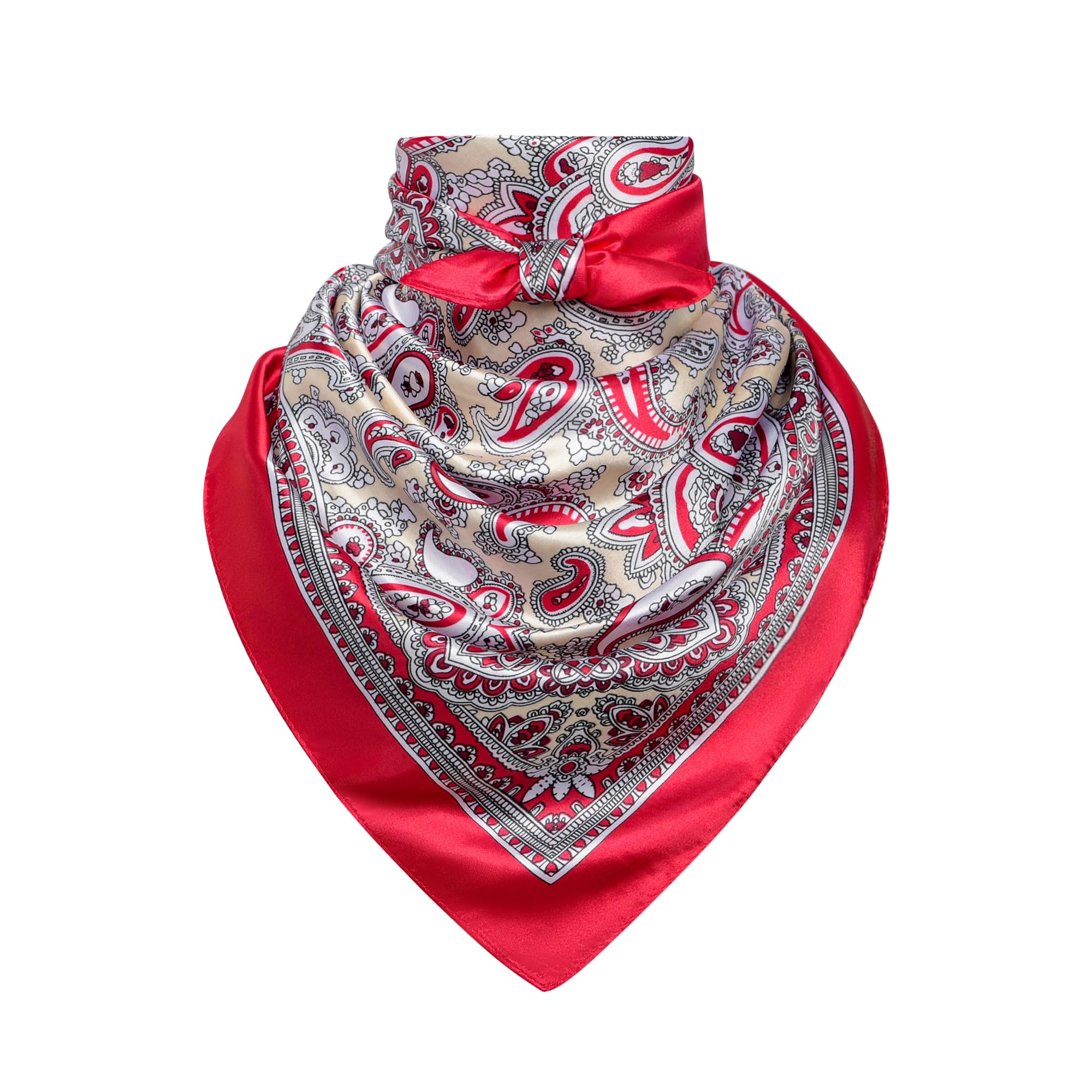 35" Men's Silk Cowboy Scarf - Oversized Western Bandana Neckwear, Large Square Scarf with Gift Packaging