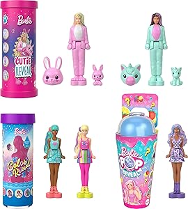 Barbie Mini Barbieland Set Reveal, 5 Mini Figuras Color Reveal, Cutie Reveal y Pop Reveal, Muñecas Sorpresa Que se Muestran al abrirse los Vasos, Juguete Regalo para niños y niñas +4 años, JCB27 - Oferta en Juguetes y juegos
