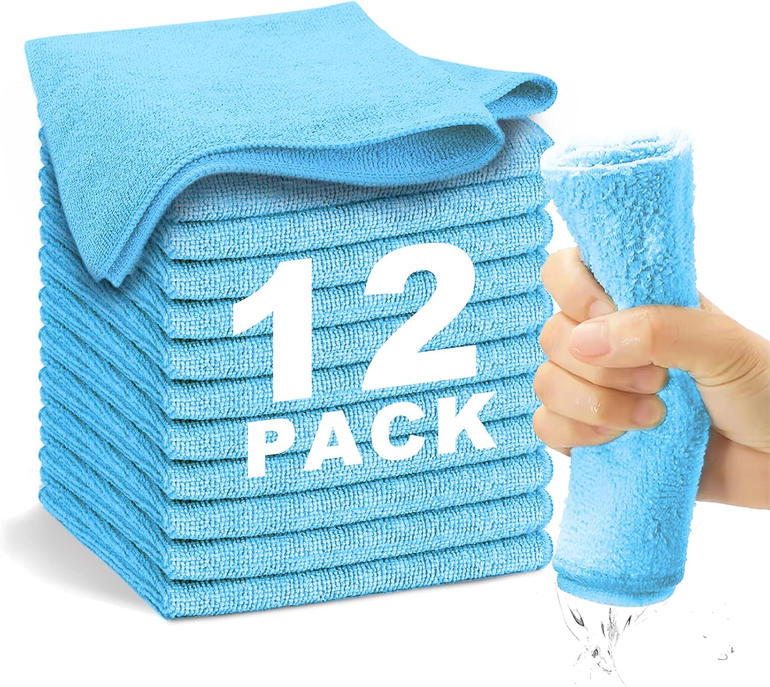 Amazon.com: WEAWE Microfiber Cleaning Cloth-12Pcs (13x13 inch) 2100 ...