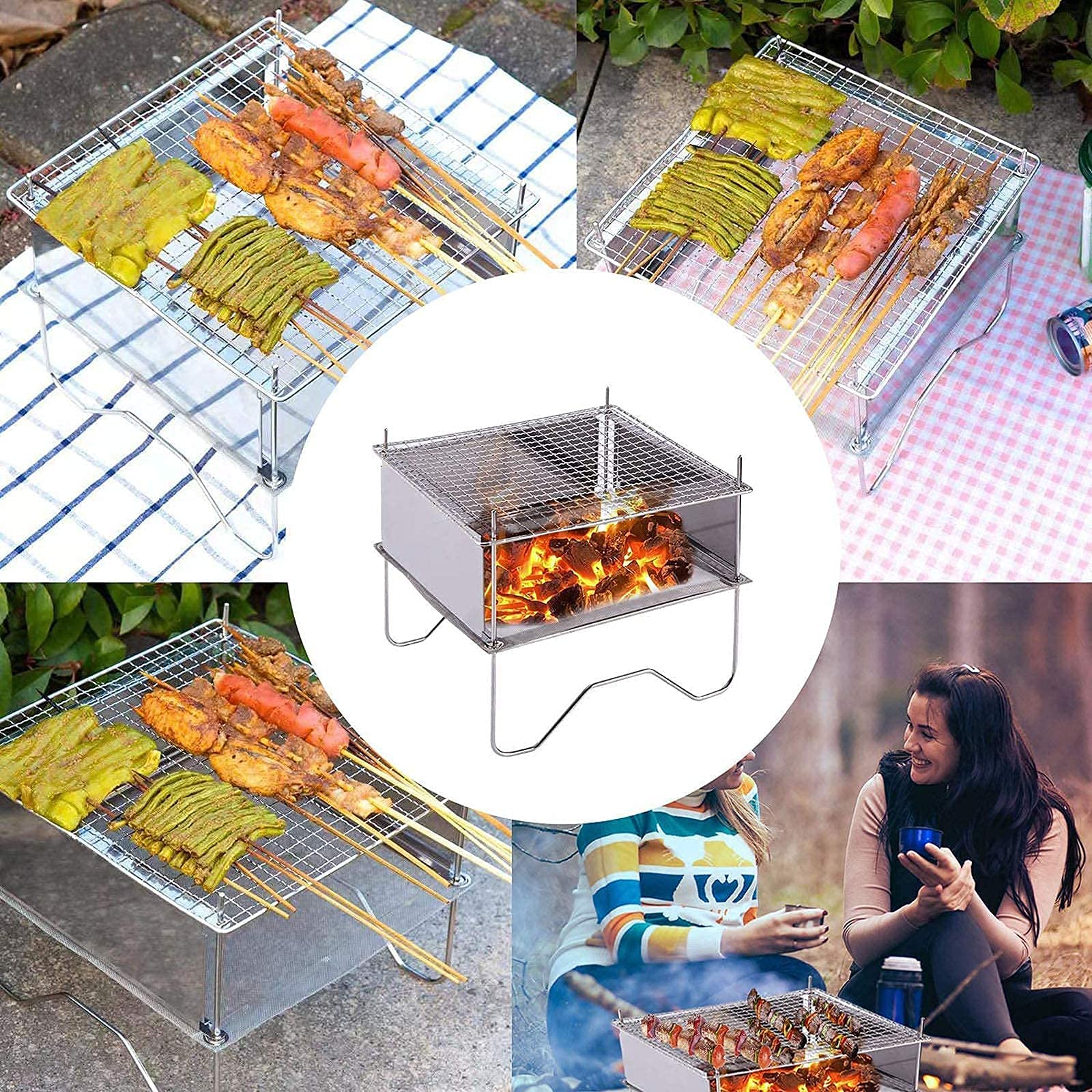 Kleine houtskoolgrill outdoor picknickgrill, BBQ campinggrill roestvrij staal opvouwbare vouwgrill voor camping barbecuefeest reizen (groen: 82 x 30,5 x 35 cm Kleine houtskoolgrill outdoor picknickgrill, BBQ campinggrill roestvrij staal opvouwbare vouwgrill voor camping barbecuefeest reizen (groen: 82 x 30,5 x 35 cm