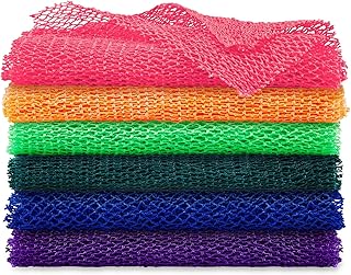 6 Pieces Body Exfoliating African Net Bath Sponge Exfoliating Shower Body Scrubber Back Scrubber Skin Smoother for Daily Use or Stocking Stuffer (Assorted Color)
