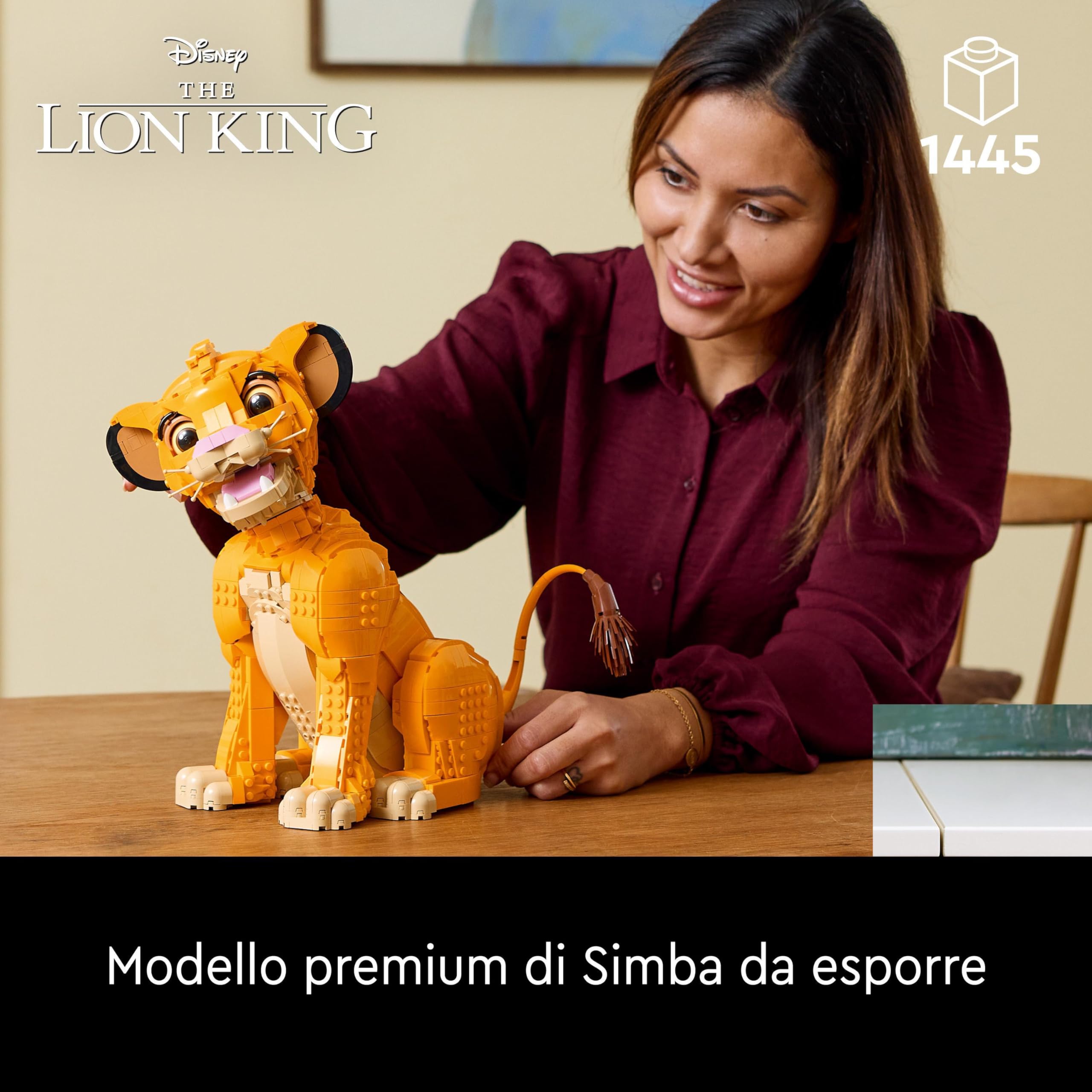 LEGO ǀ Disney Giovane Simba, Re Leone, Modellino da Costruire per Adulti con Figura di Animale Mobile, Hobby Creativo da Collezione, Idea Regalo per Lui, Lei, Marito, Moglie e per i Fan del Film 43247