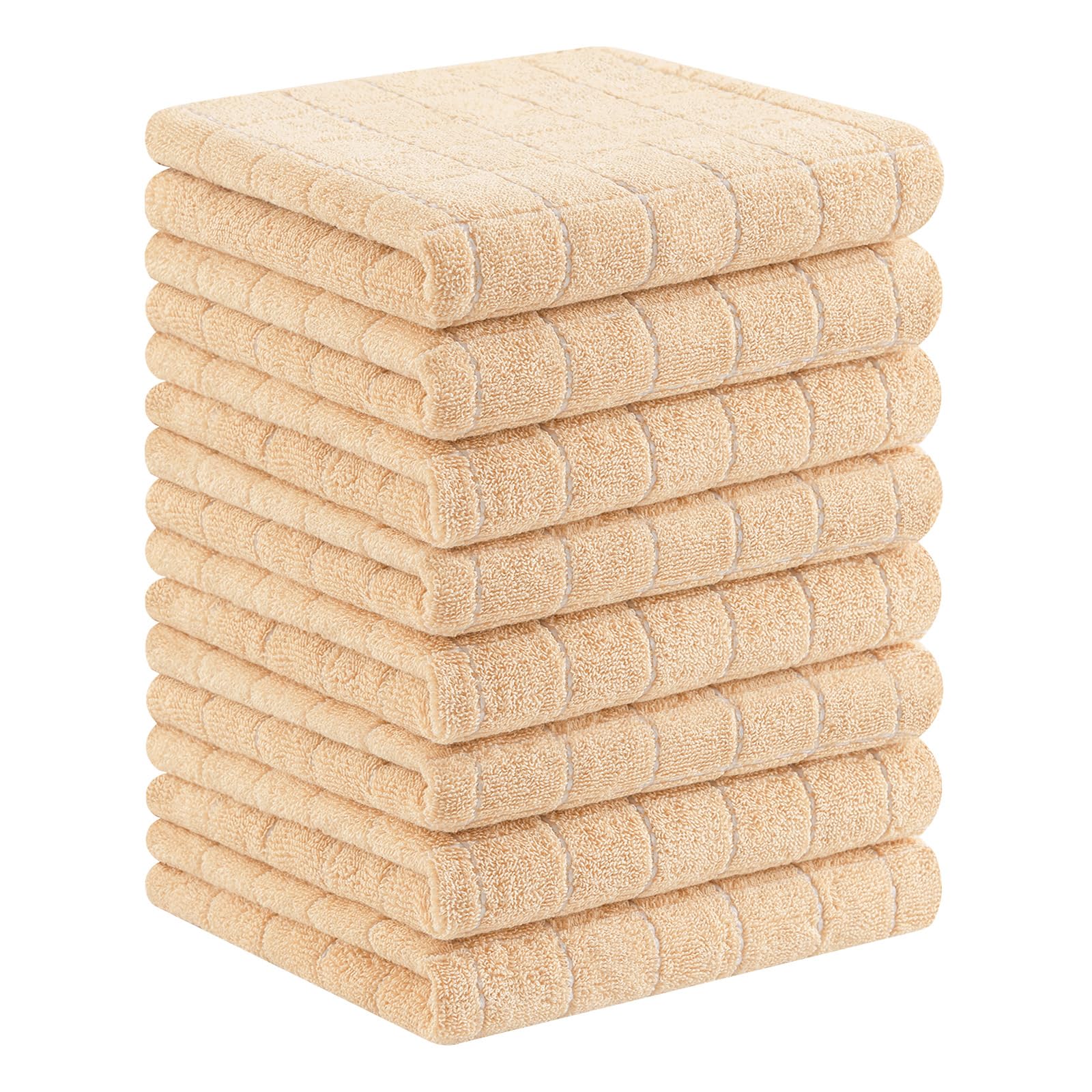 Homaxy 100% Cotton Terry Kitchen Towels, 8 Pack, Apricot | Ultra Soft and Absorbent Dish Towels for Kitchen, Suitable for Drying and Washing Dishes