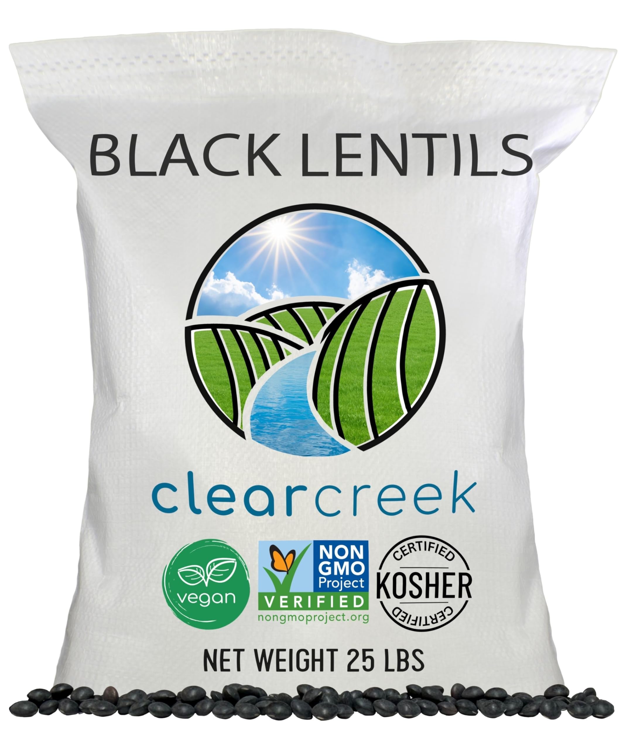 Black Lentils | Caviar or Beluga Lentils | 25 lbs | Project Non-GMO Verified | Kosher | Vegan | Non-Irradiated