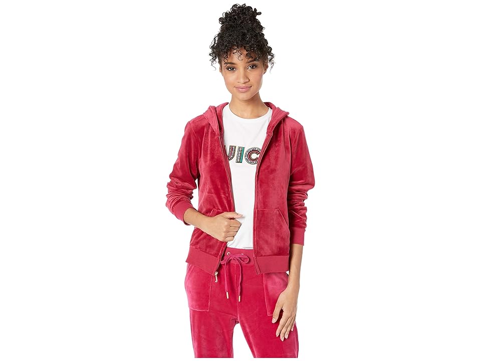 

Juicy Couture Foil w/ Glitter Crown Wreath Hoodie (Pomogranite) Women's Clothing