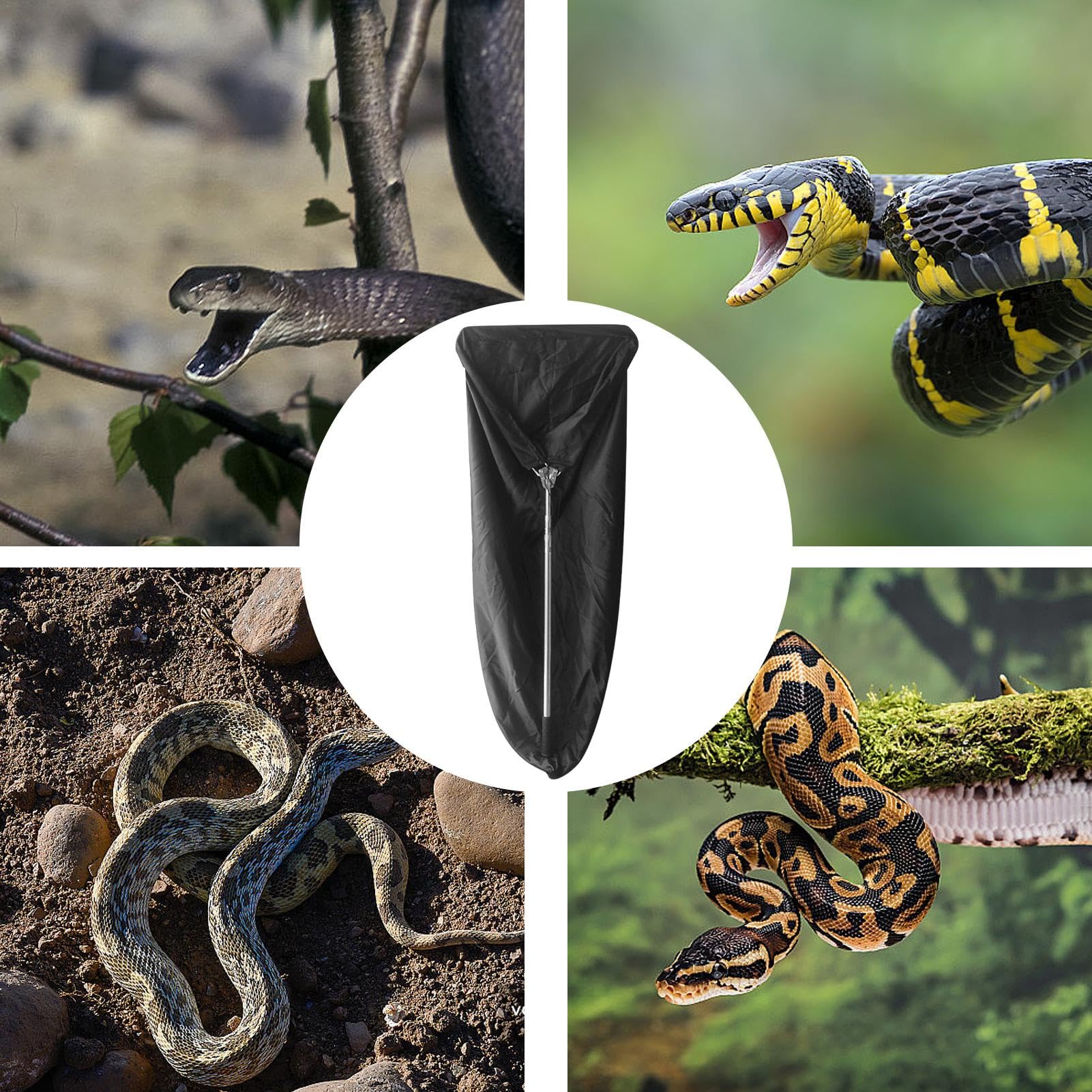 Schlangenfänger, Teleskopischer Schlangenfangsack, Schlangenfangnetz, verstellbare Länge, Reptilienfangtasche mit Teleskopstange, Reptiliengreifer, Klapperschlange, mobiles Fangen für Klapperschlange