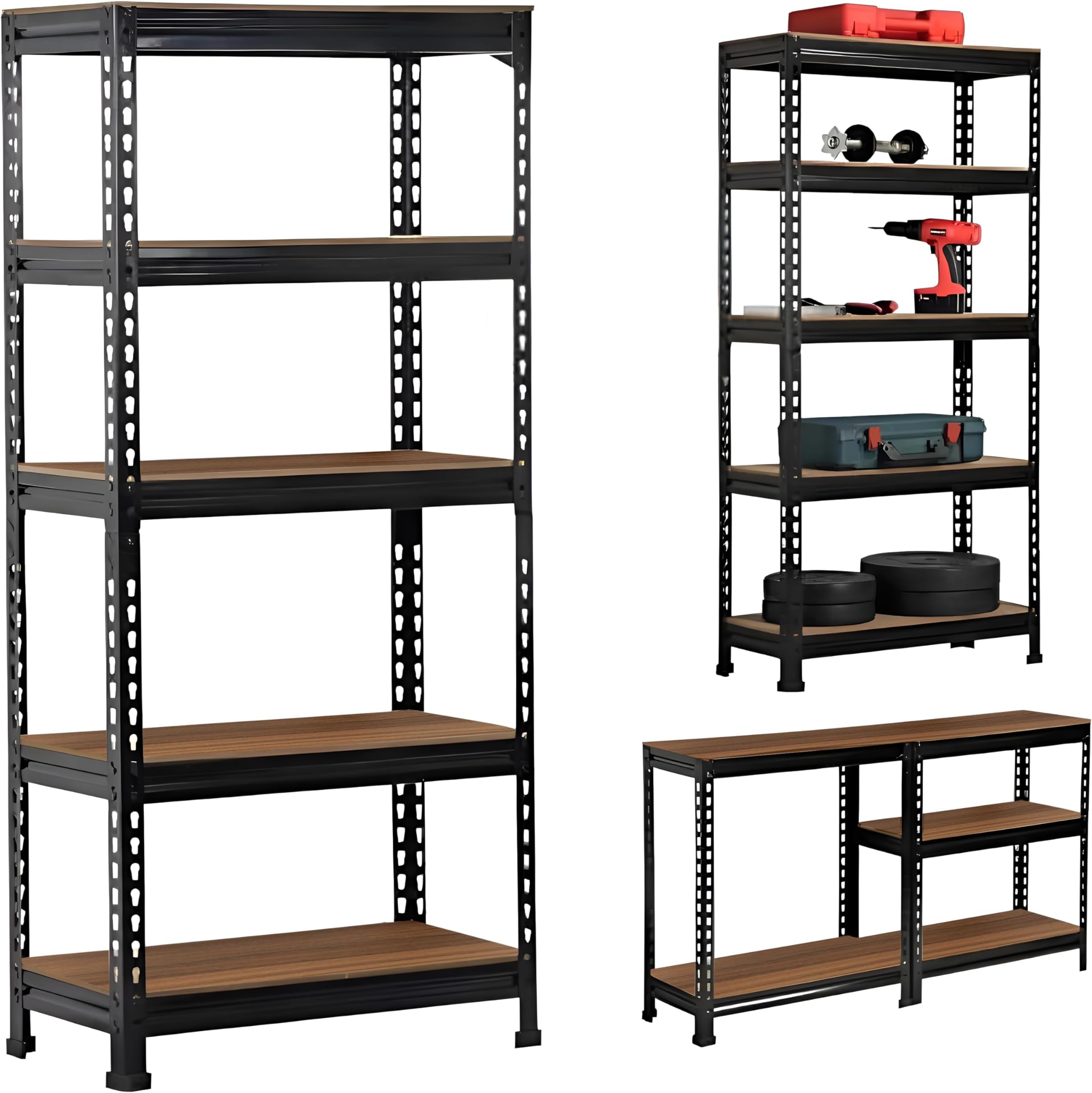 Planet 5 Tier Adjustable Shelf/Laminated Natural Iron Wall Shelf/Wooden Display Shelf/Home and Kitchen/Shoe Organizer (Brown)
