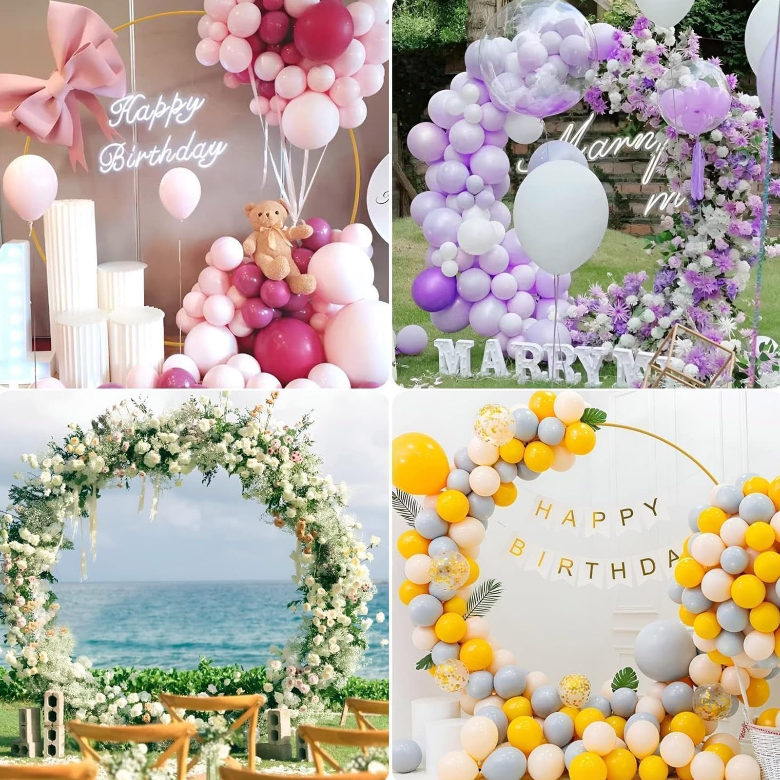 HJXGQJM Stojak na łuk ślubny, stojak na łuk balonowy, metalowy stojak na obręcze do balonów, rama z łukiem kwiatowym, łuk ogrodowy z podstawą, na urodziny, baby shower, dekoracje imprezowe (biały, 220