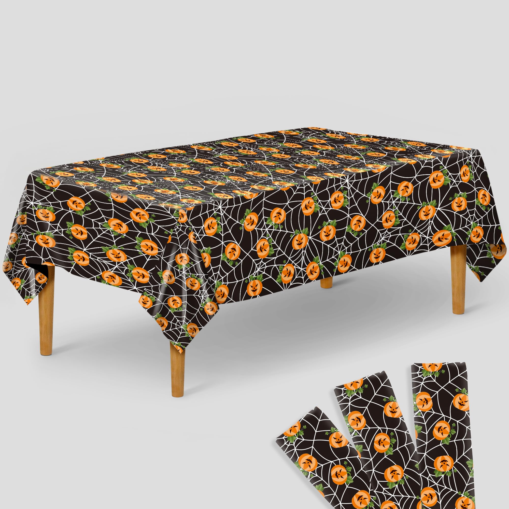 KatchOn, Pumpkin Tablecloth Plastic - Pack of 3 | Table Cloths Disposable 72x54 Inch Table Decorations | Party Decorations