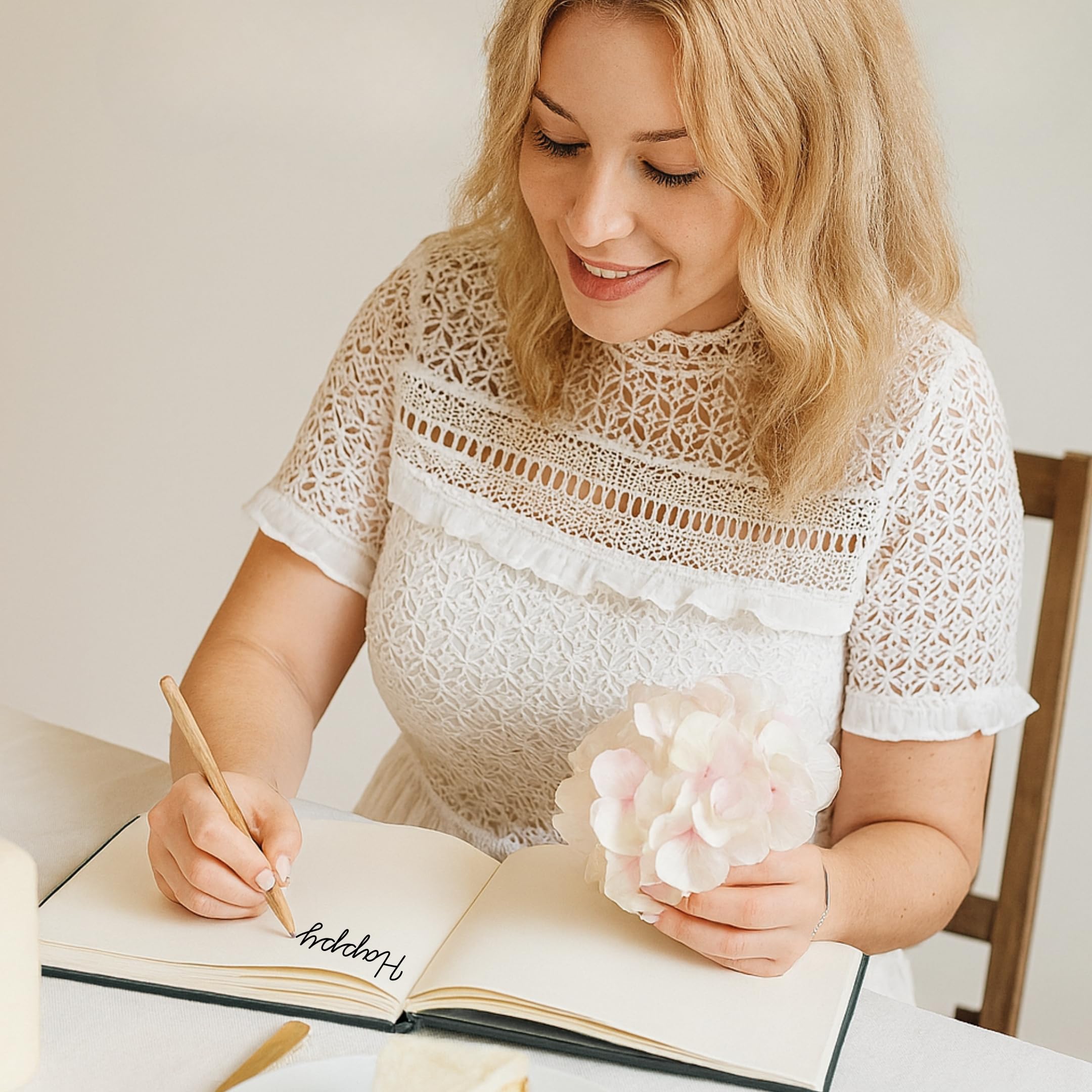 Plantvibes Wedding Guest Book, 120 Thick Pages that Prevent Ink from Bleeding Through, Modern Style with Golden Title - Image 4