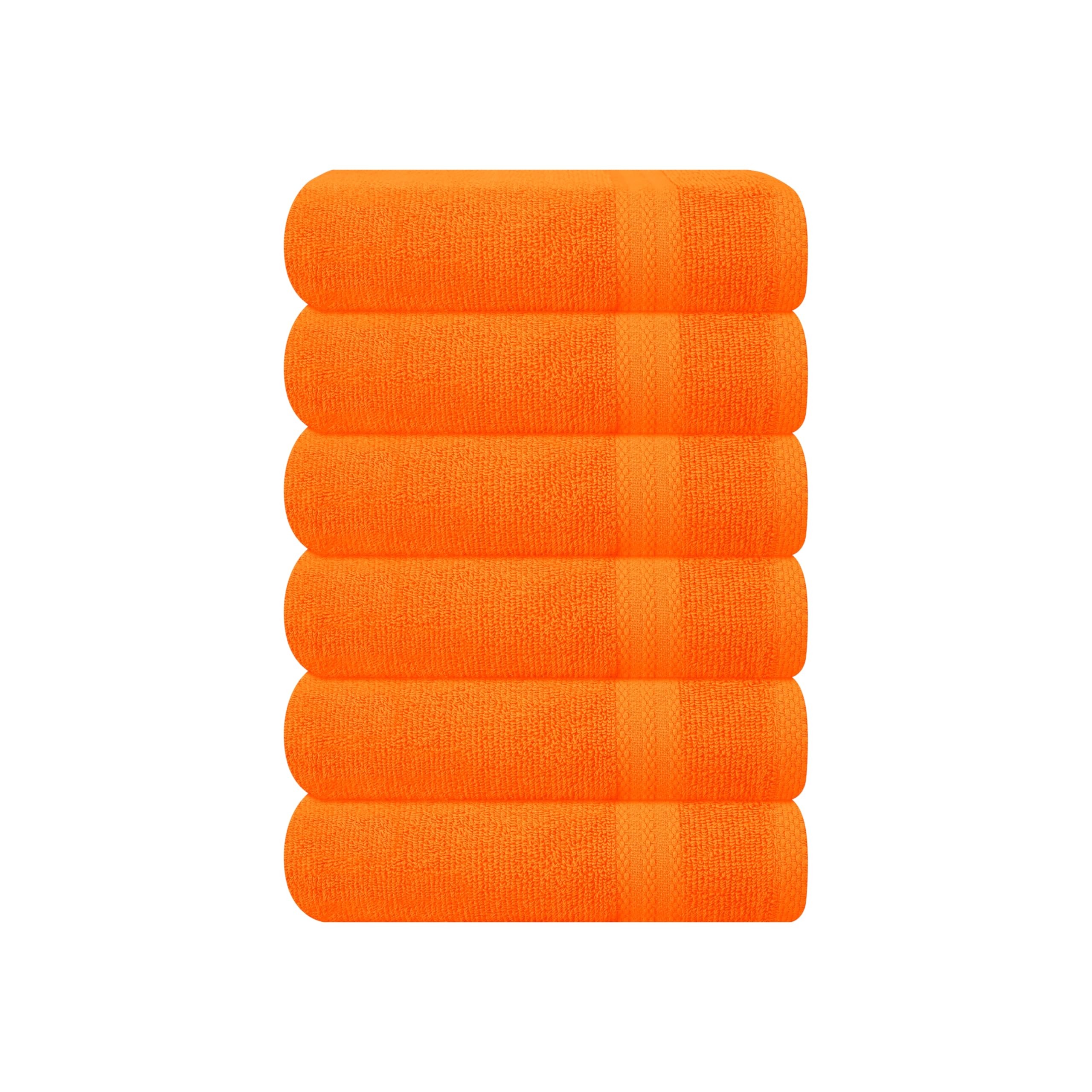 GLAMBURG Ultra Soft 6-Piece Hand Towel Set 16x28-100% Ringspun Cotton - Durable &amp; Highly Absorbent Hand Towels - Ideal for use in Bathroom, Kitchen, Gym, Spa &amp; General Cleaning - Orange