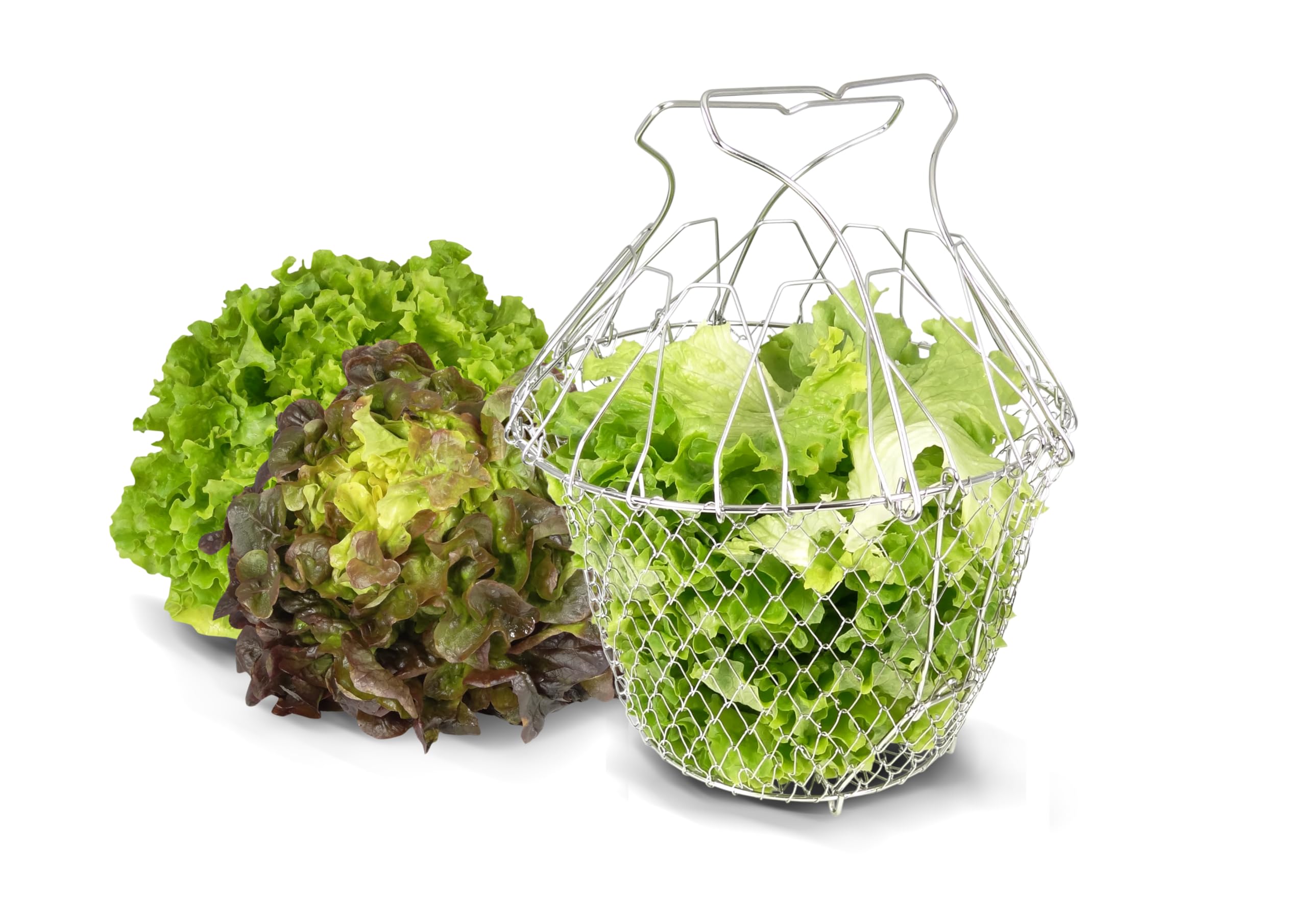 LA BONNE GRAINE – Panier à Salade Pliant avec Raidisseurs – INOX – Rangement Facile – Essorage Délicat – Poignée Ergonomique – Multifonctions – Qualité Professionnelle – Ø 22,5 cm